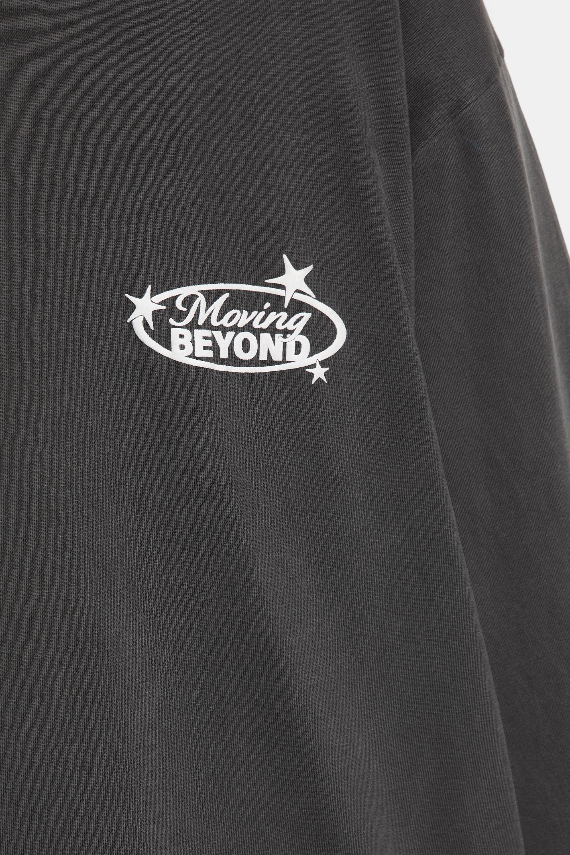 Long sleeve graphic print T-shirt — Faded black