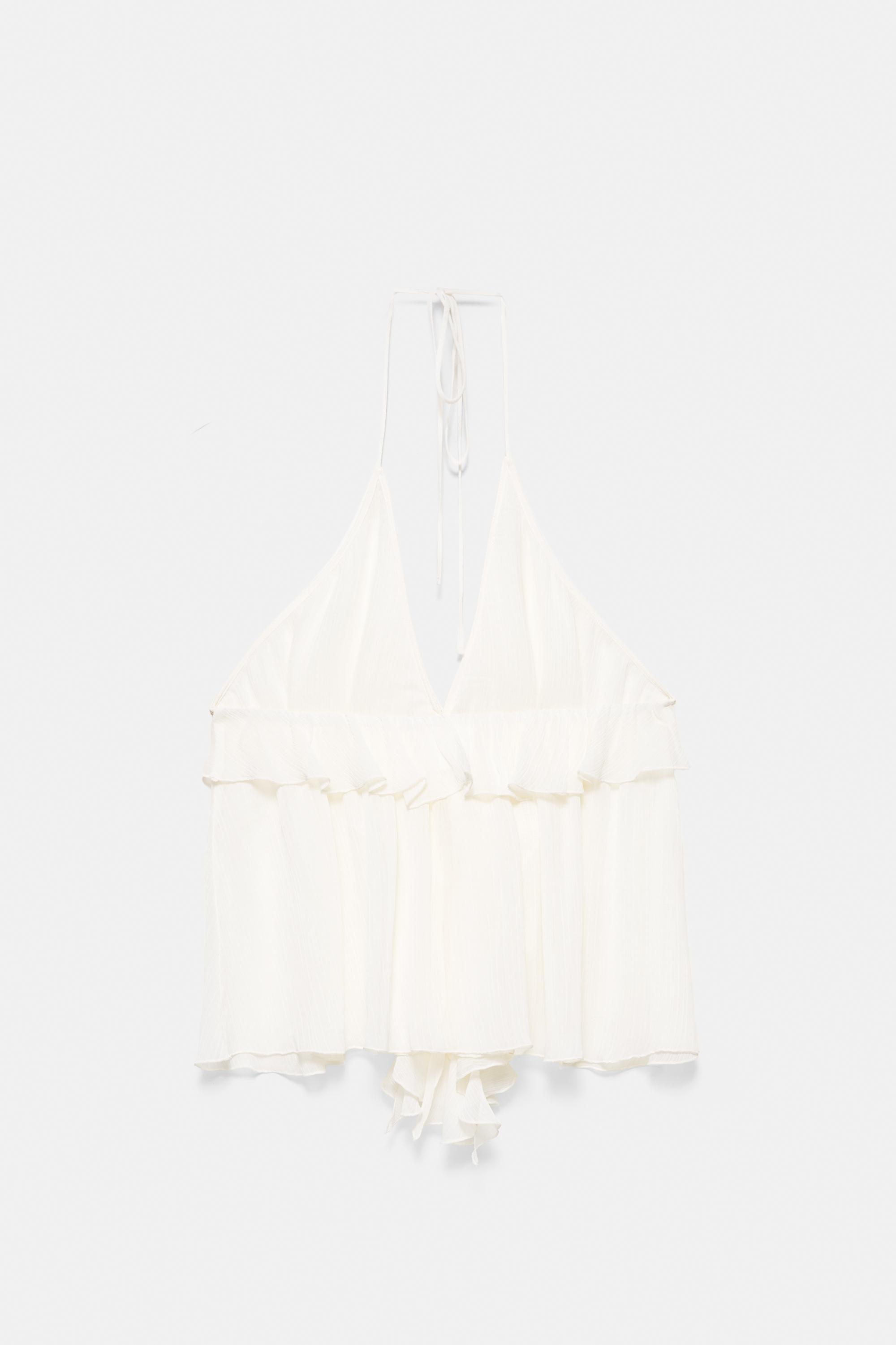 Halter top with ruffles — Sand