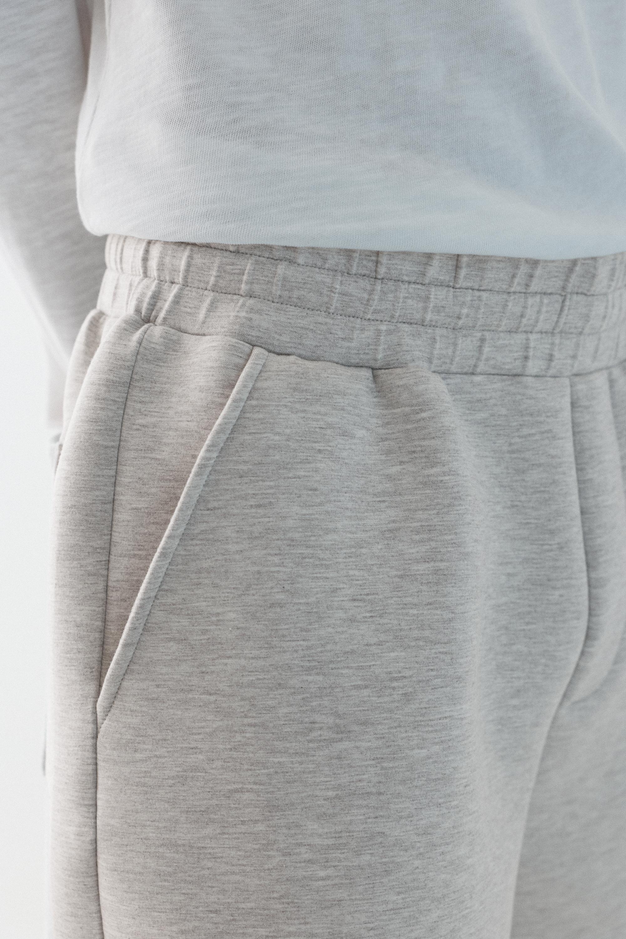 Neoprene-effect jogger Bermuda shorts — Grey marl