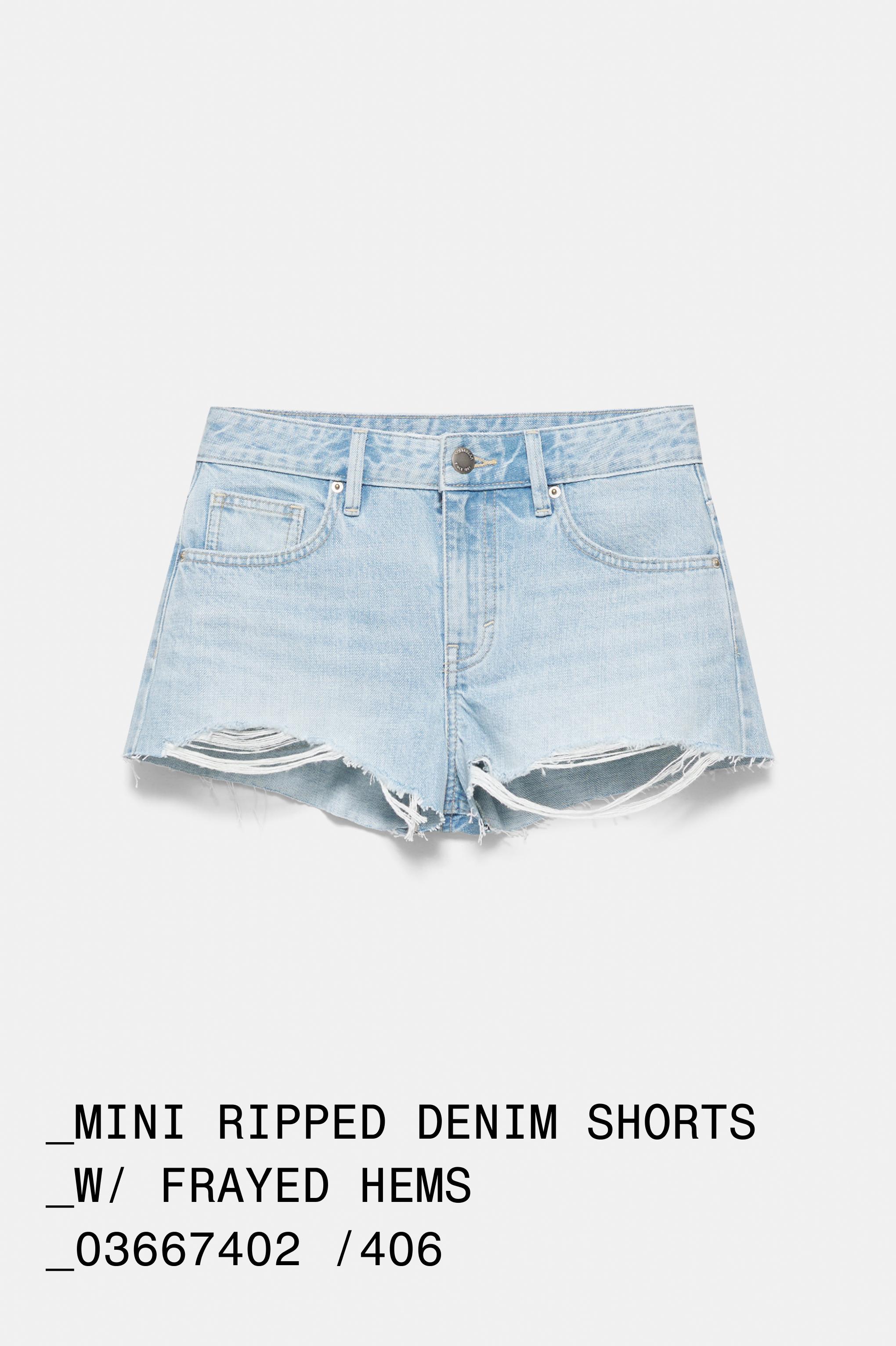Mini ripped denim shorts — Pale blue
