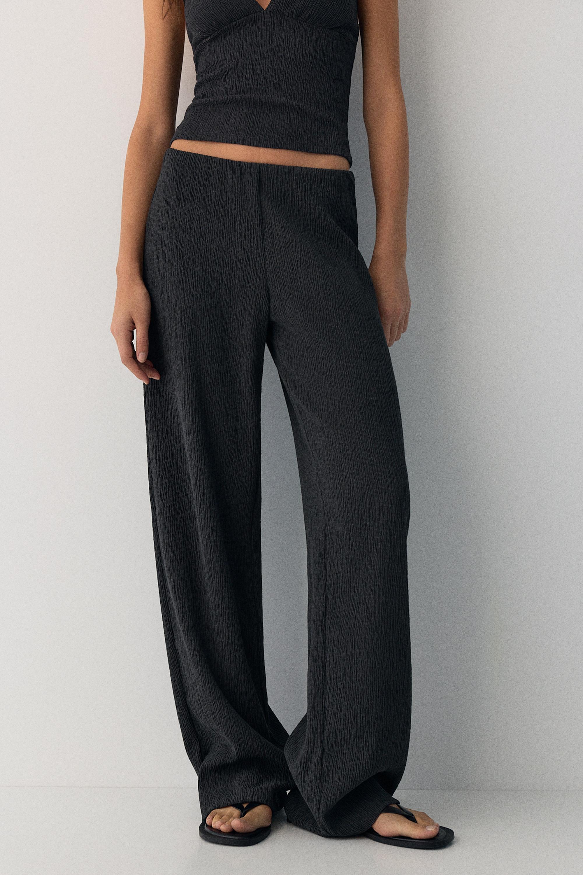 Crepe straight-leg trousers — Petroleum