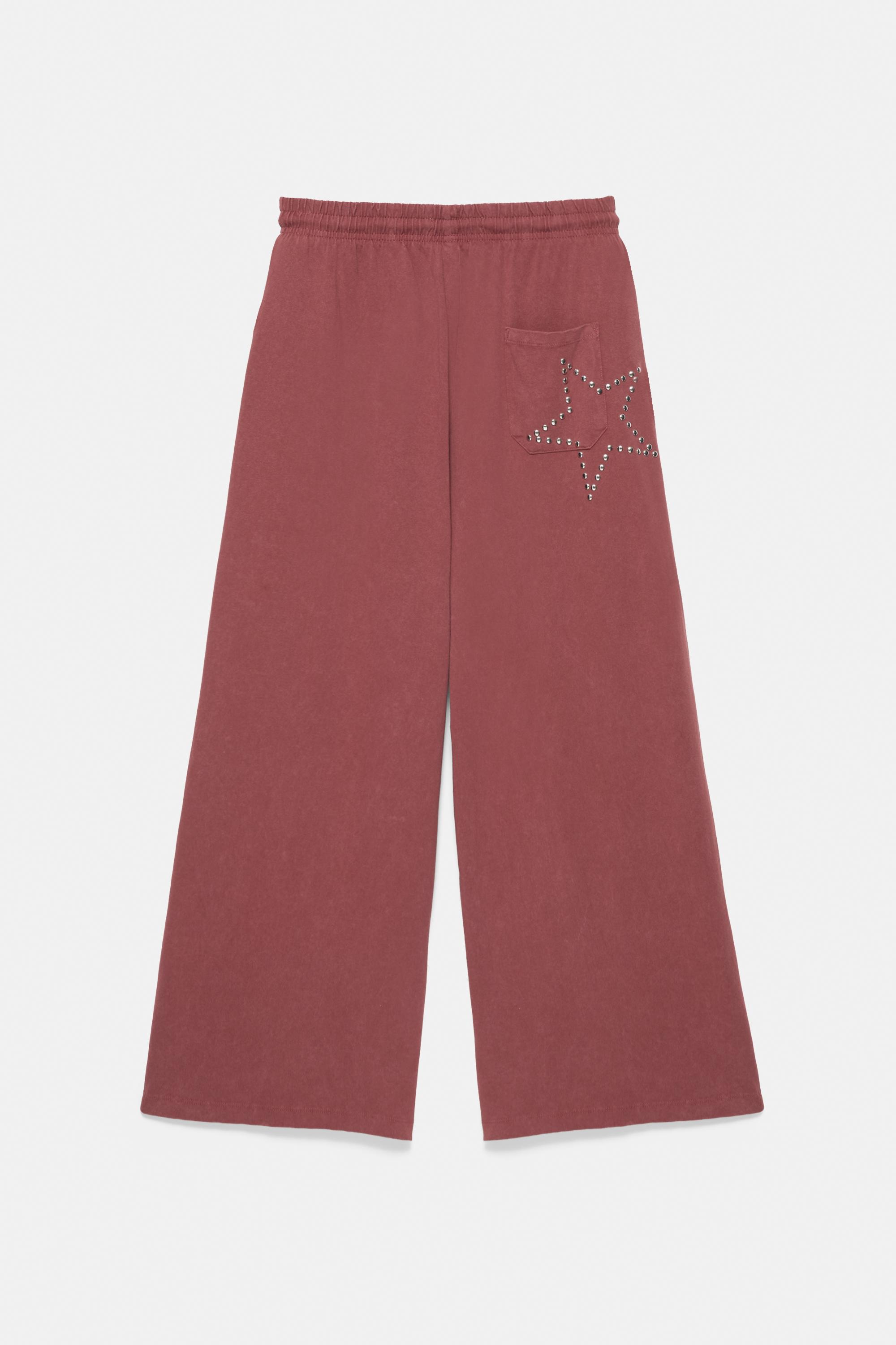 Wide-leg star trousers — Maroon