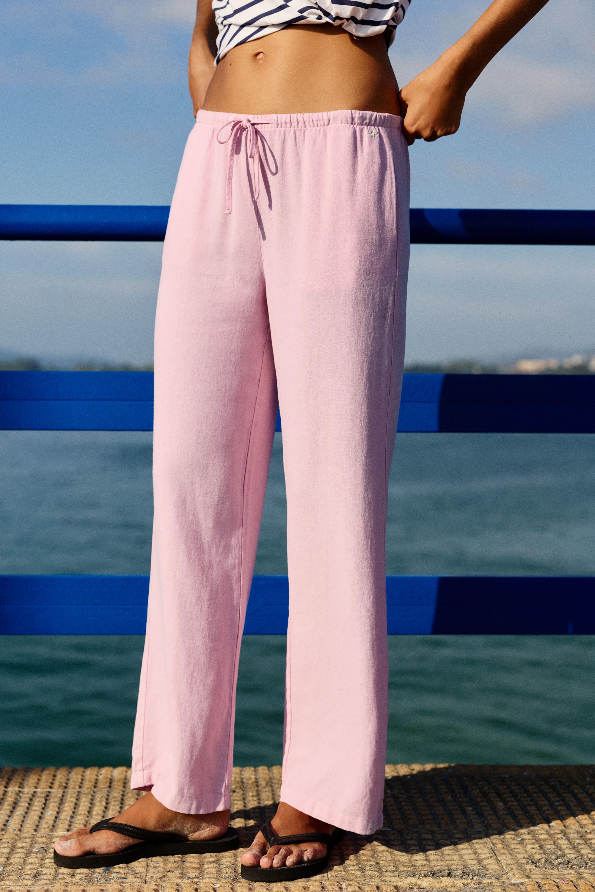 Linen blend joggers — Pink