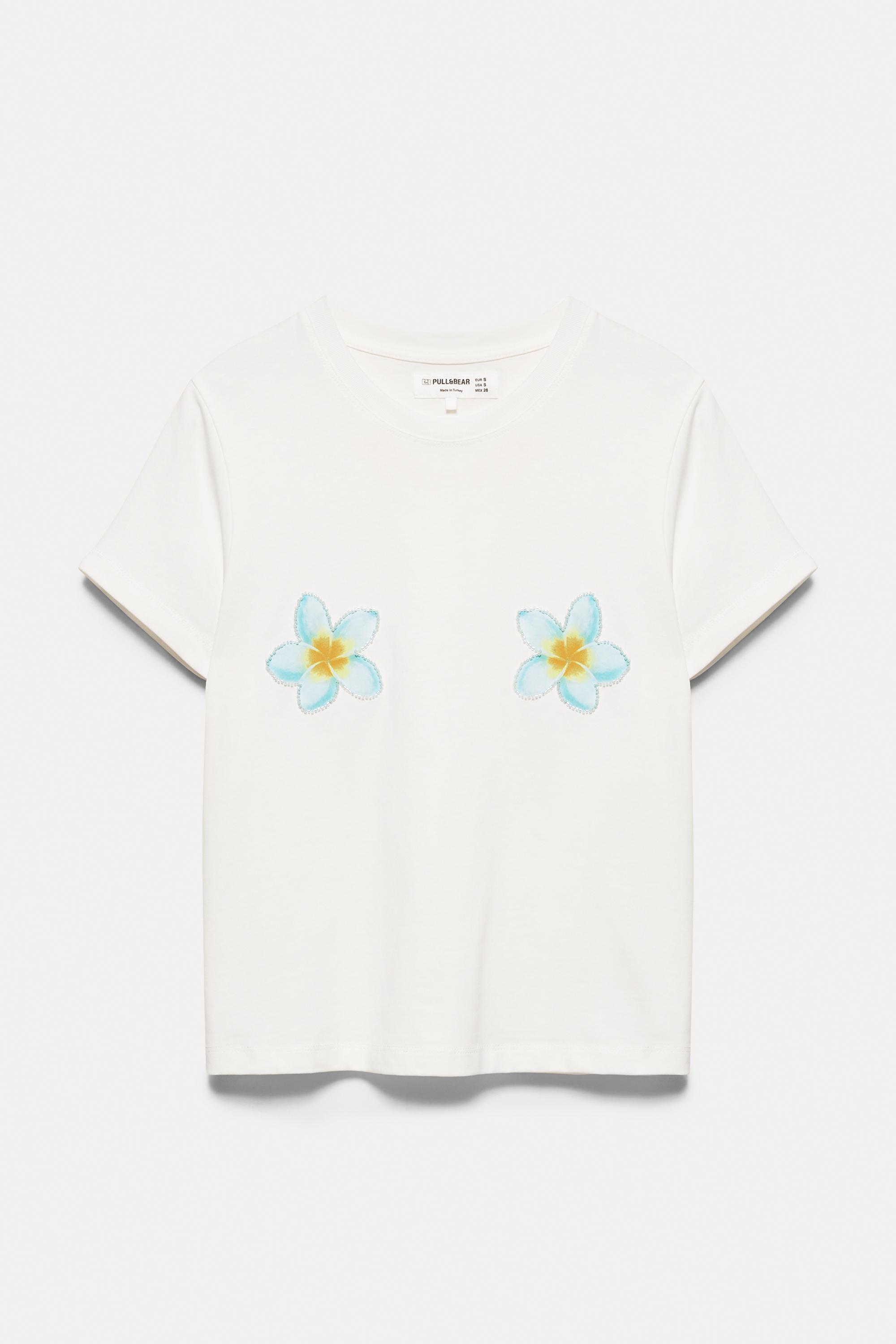 Tahiti floral T-shirt — Ice
