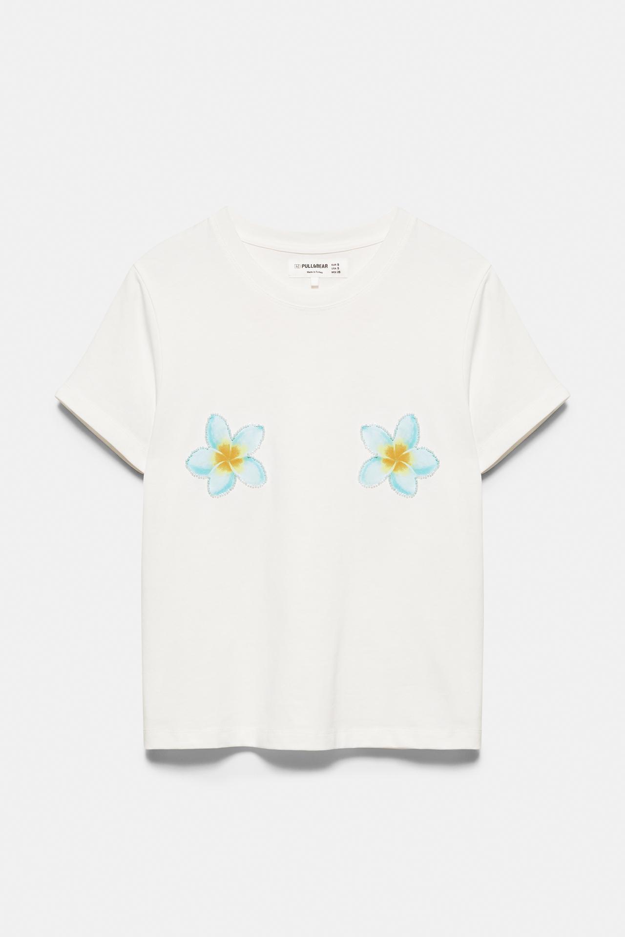 Tahiti floral T-shirt — Ice