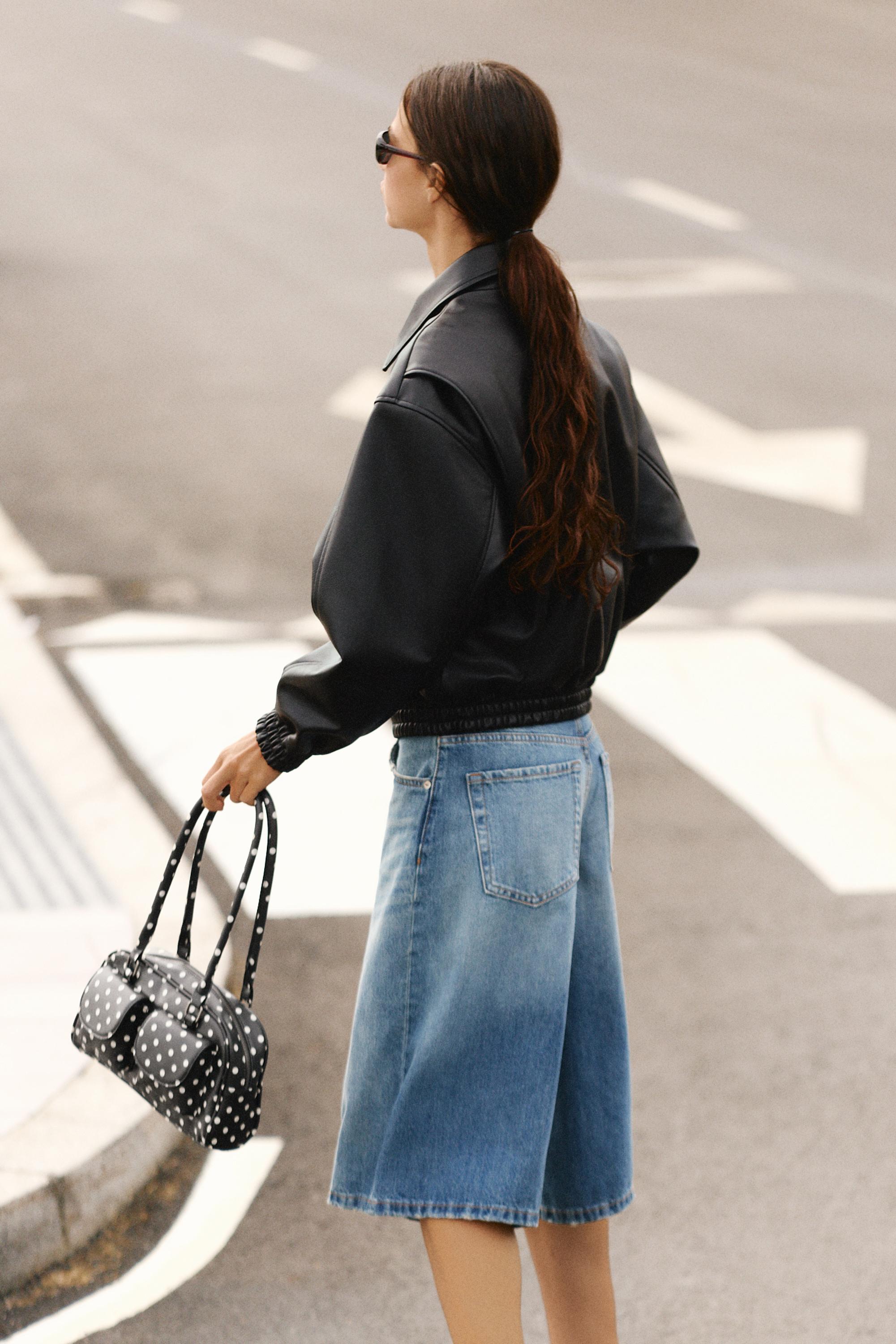 Polka dot multipocket shoulder bag — Black
