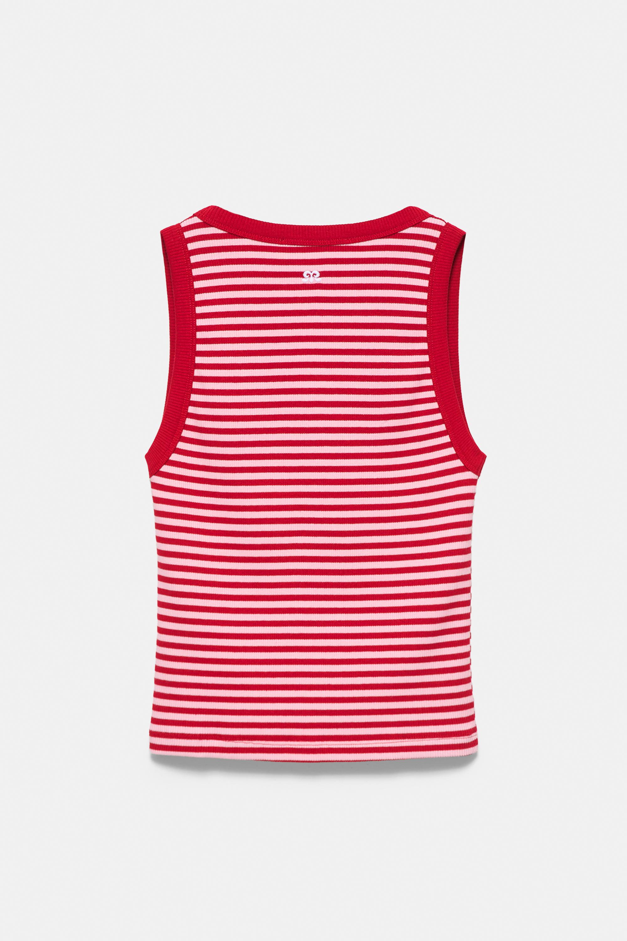 İşlemeli çizgili tank top - Görsel 2