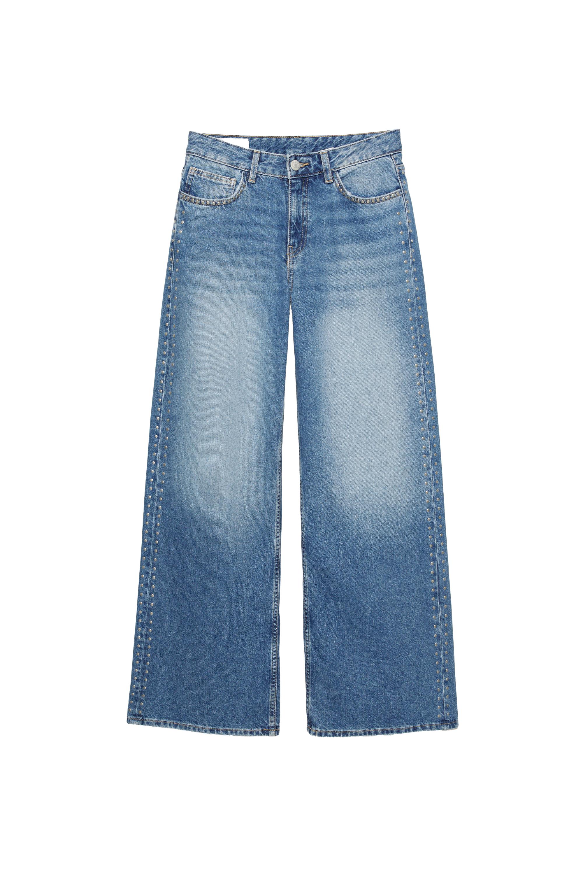 Zımbalı geniş paça jean - Görsel 34