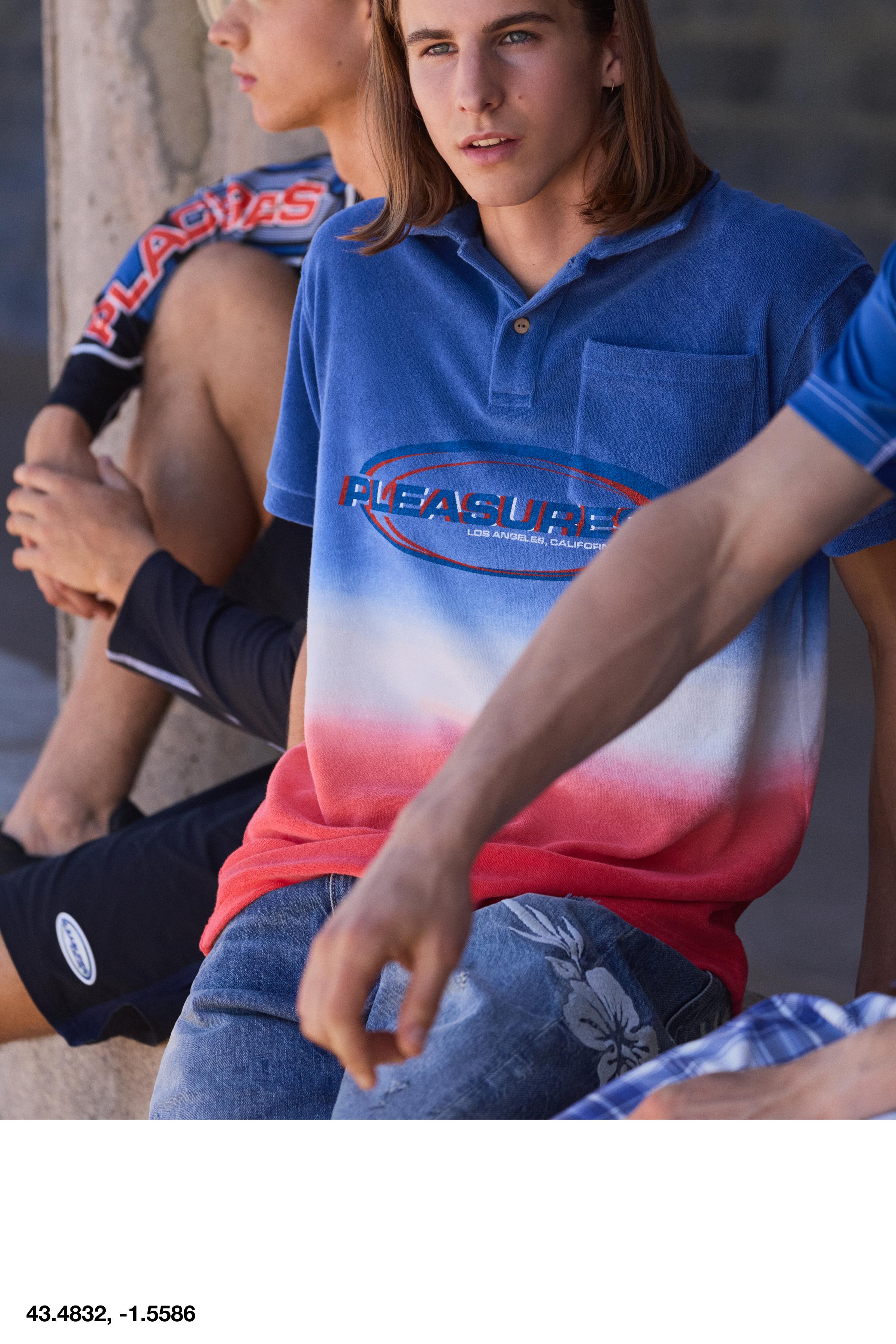 Pleasures x STWD ombré polo shirt — Blue