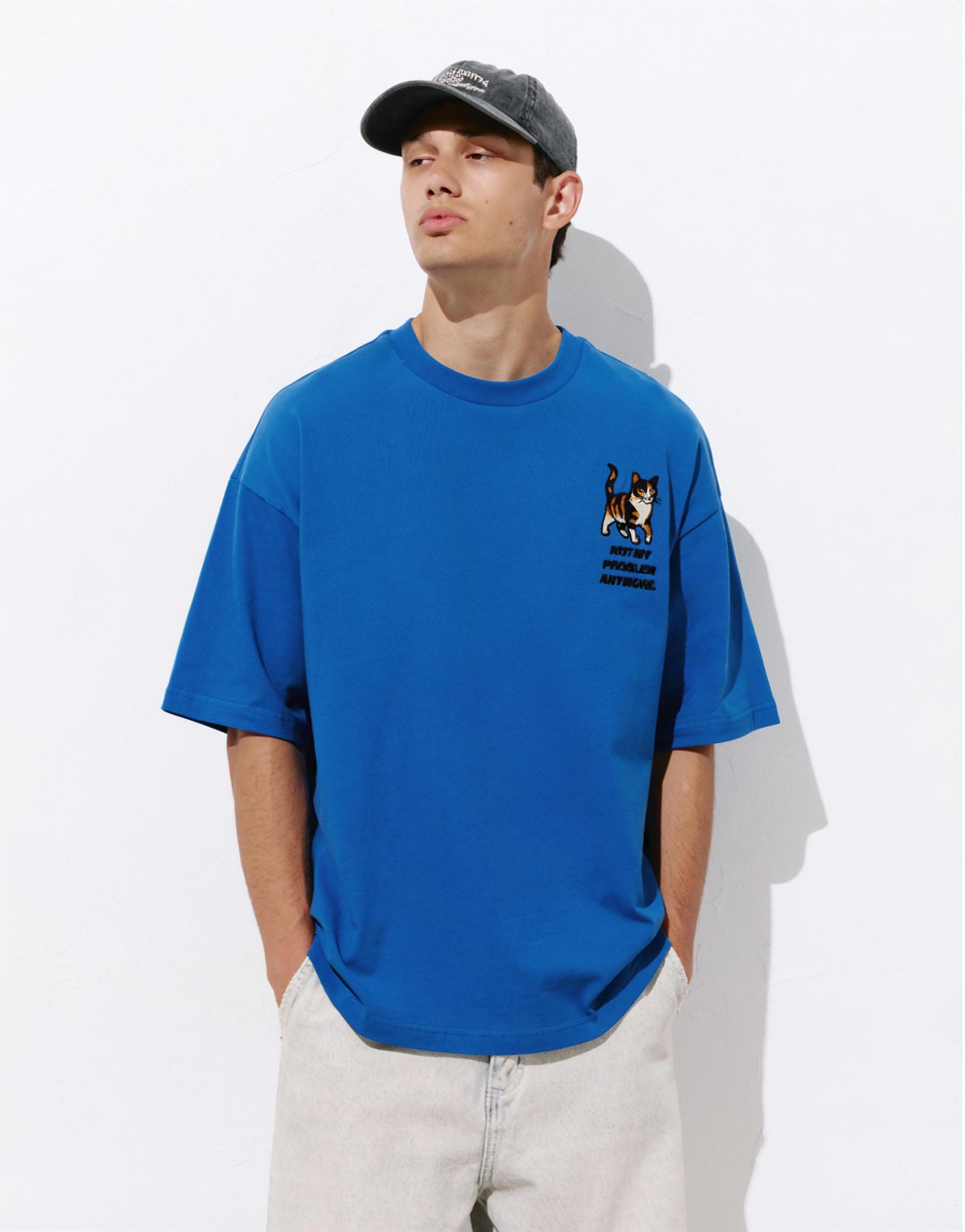 Cat graphic T-shirt — Deep blue