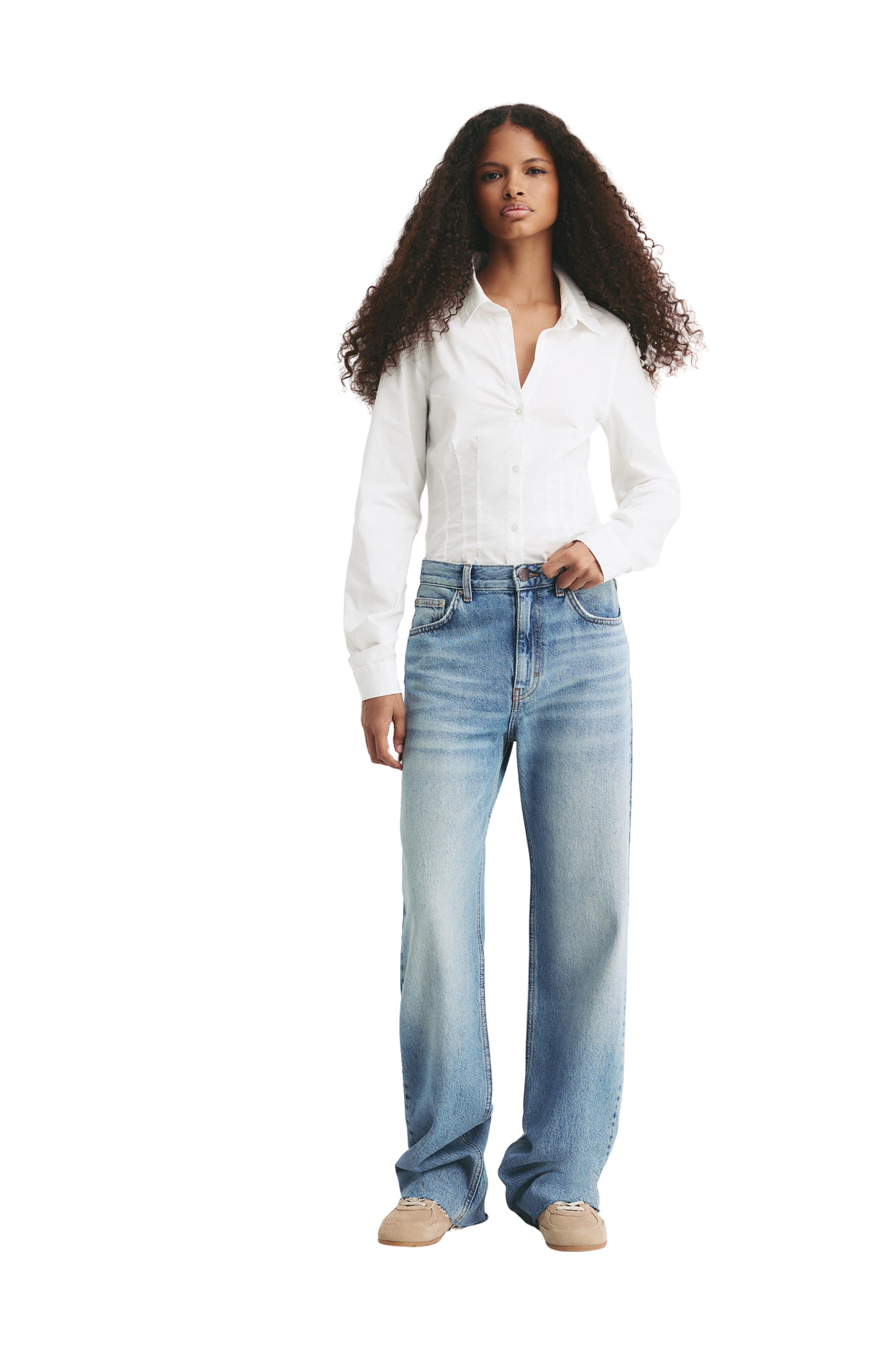 Poplin yırtmaçlı dar kesim gömlek - Görsel 55