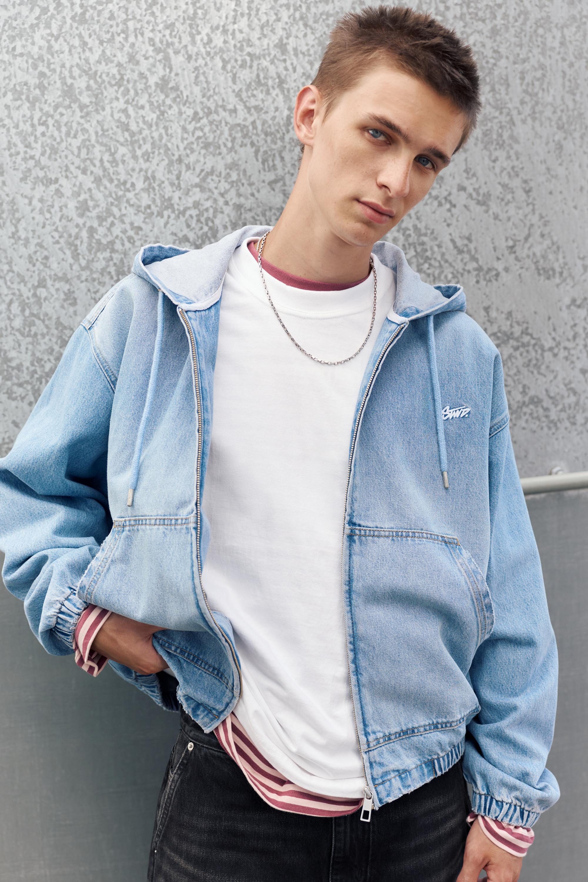 STWD zip-up hooded jacket — Medium blue