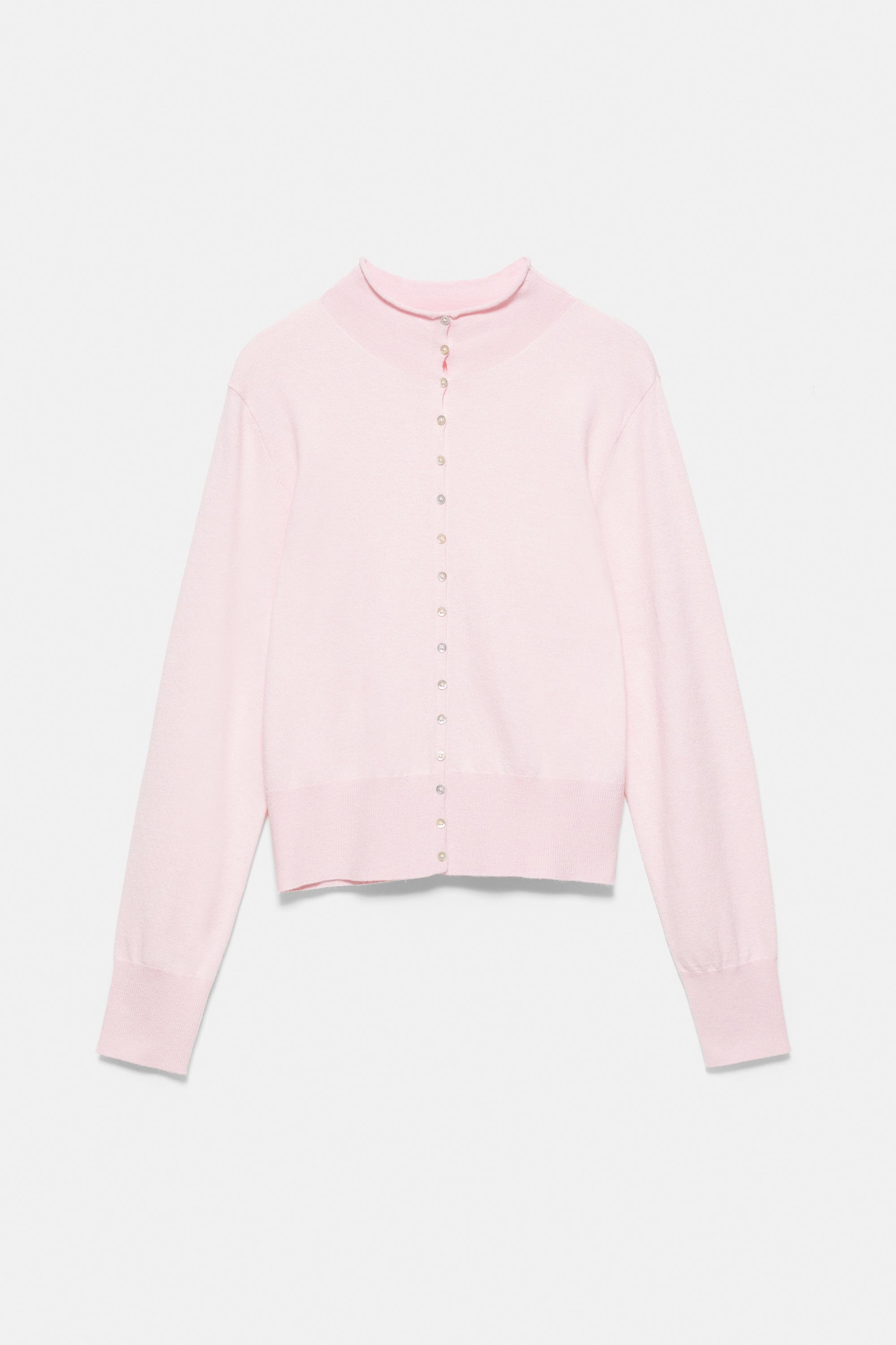 High-neck cardigan — Dusty pink