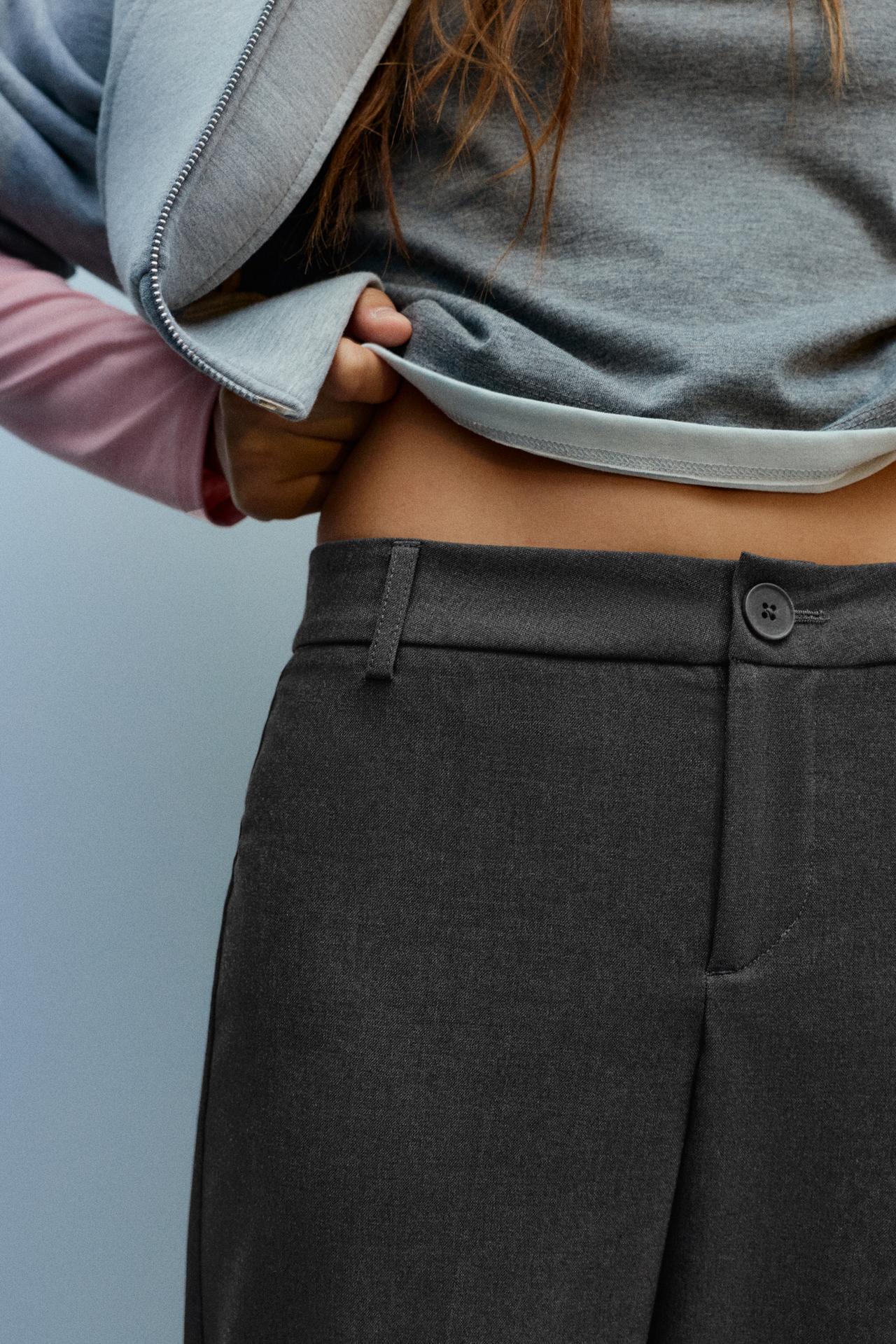Slim fit straight smart trousers — Grey marl