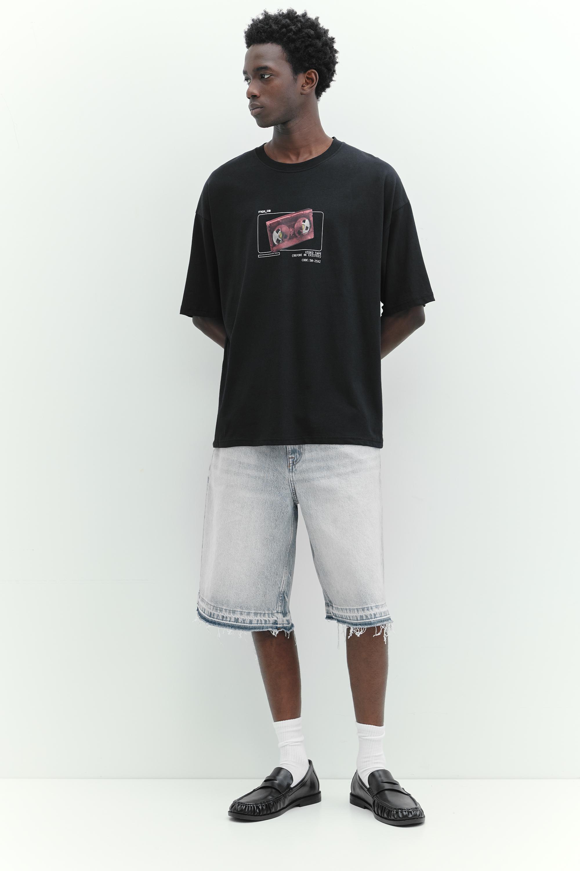 STWD tape graphic T-shirt — Black