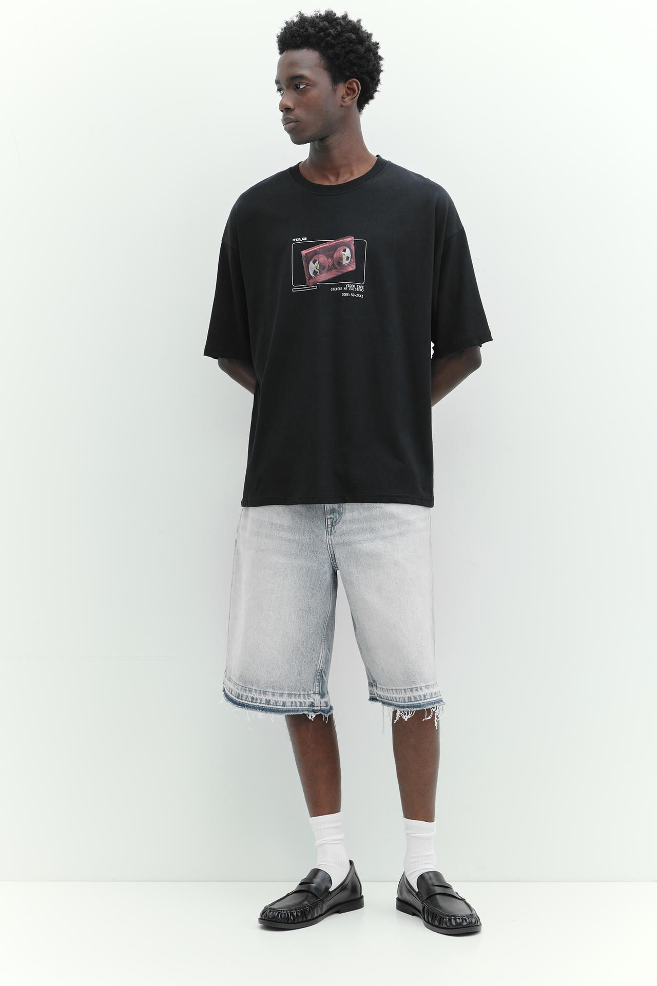STWD tape graphic T-shirt — Black