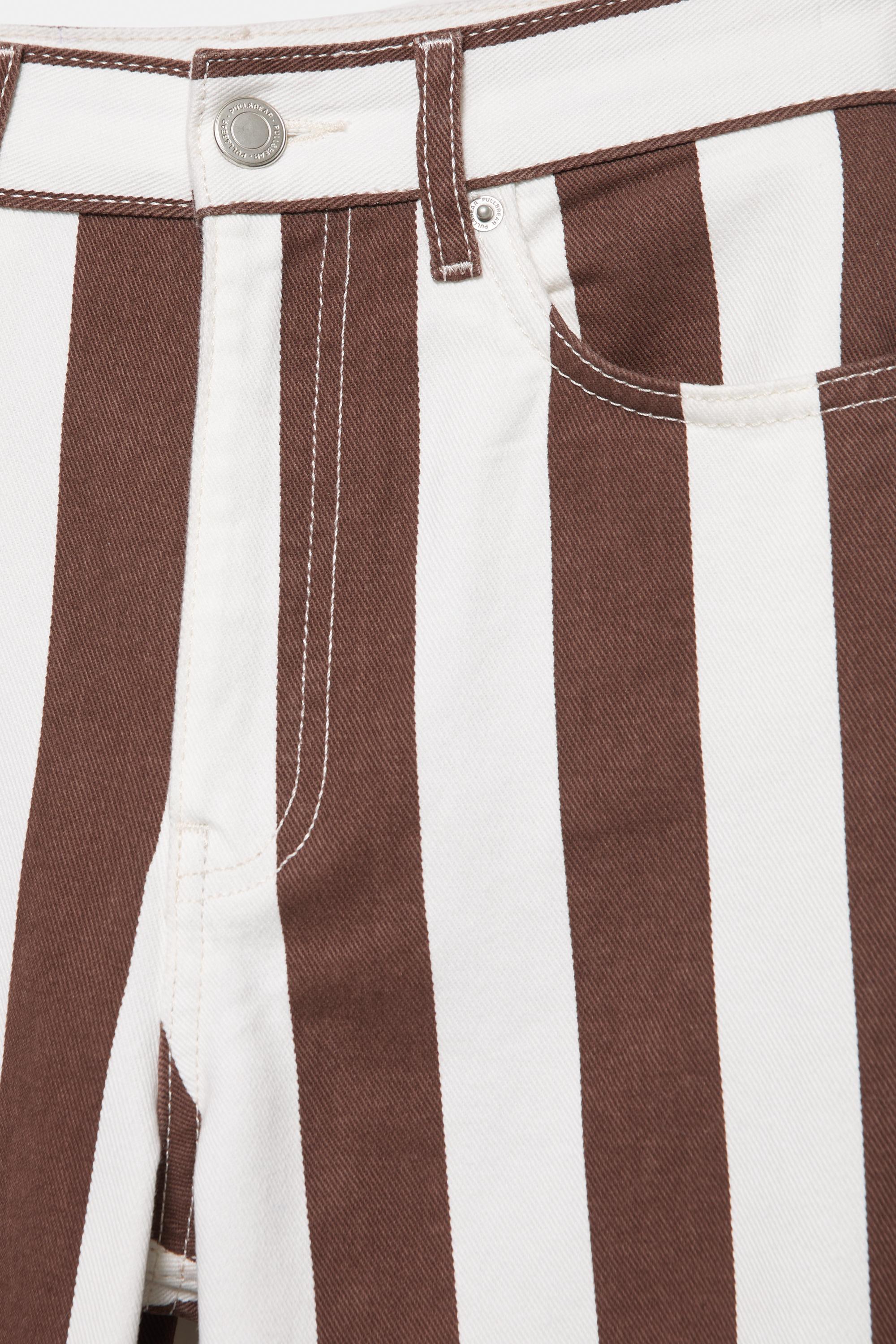 Striped straight-leg trousers — Brown