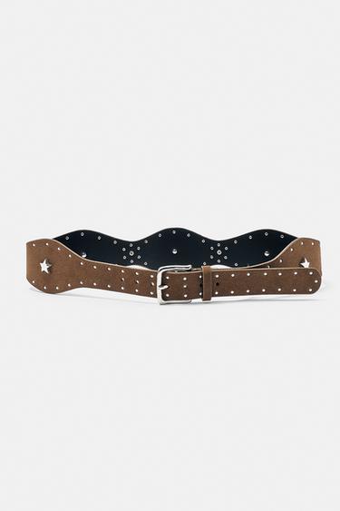 Wide wave and star belt — Brown 1