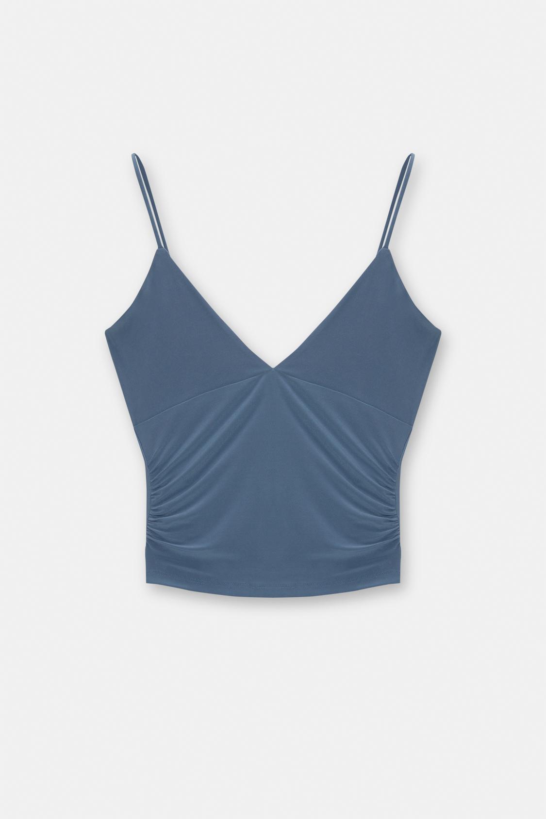 Strappy gathered V-neck top - PULL&BEAR 