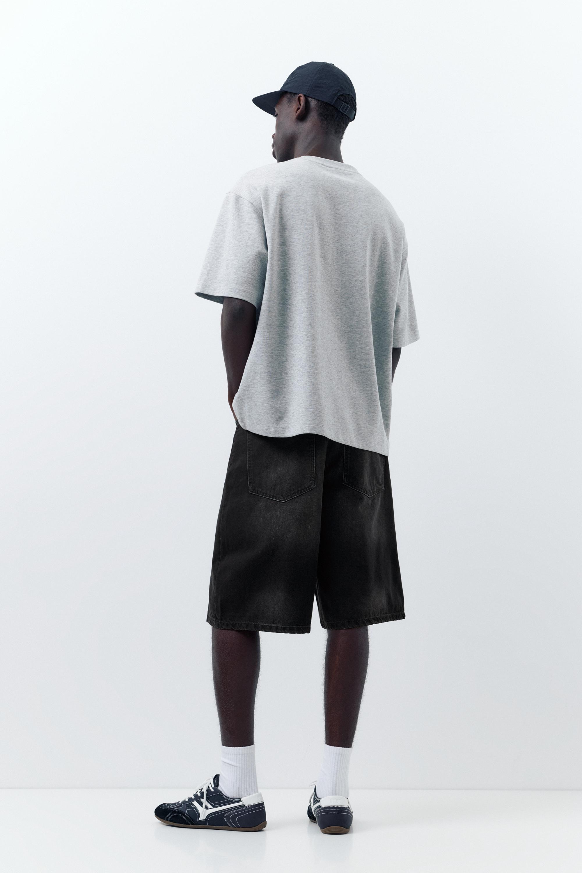 Skater denim Bermuda shorts — Faded black