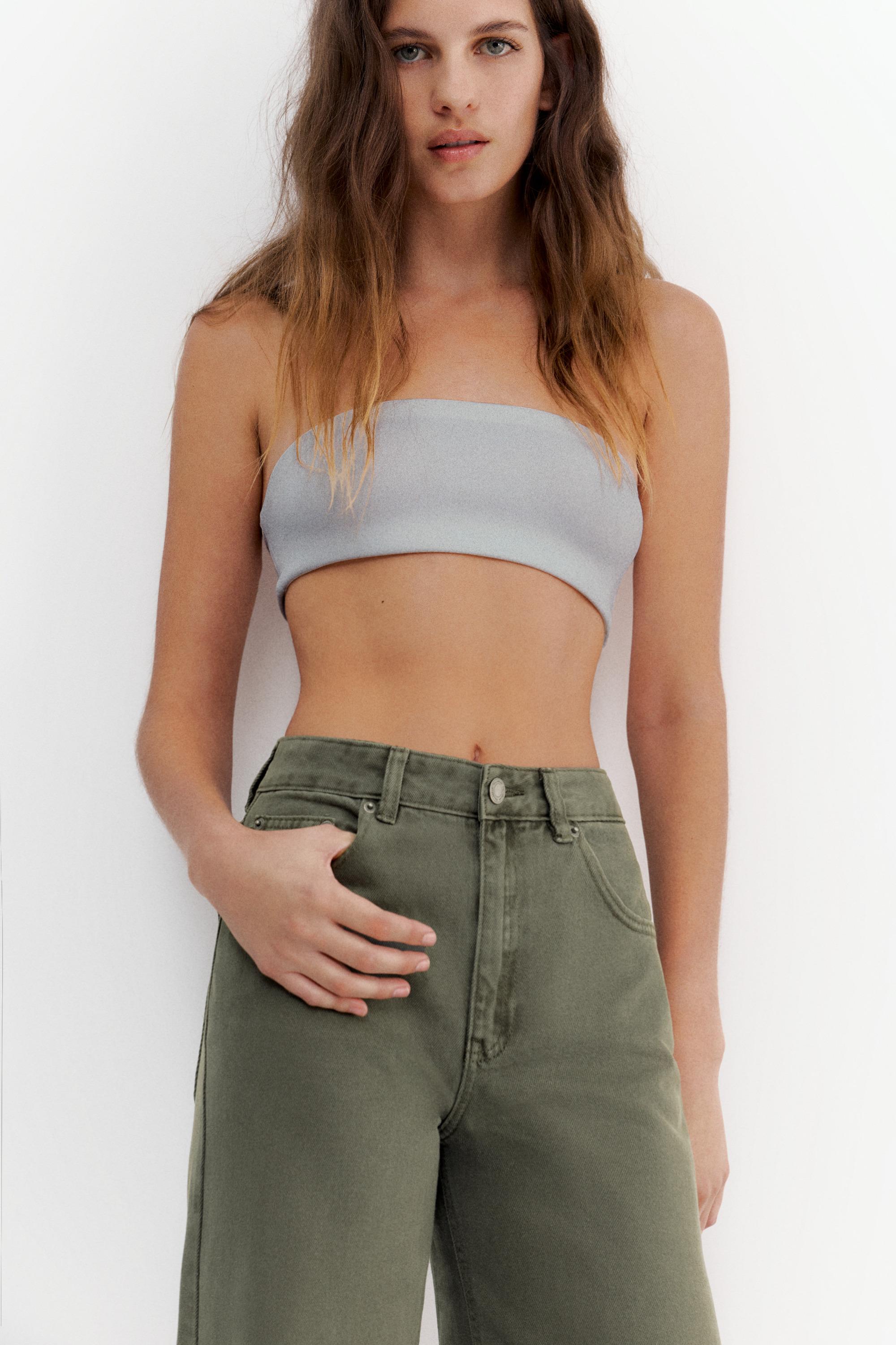 High-waist wide-leg jeans — Khaki
