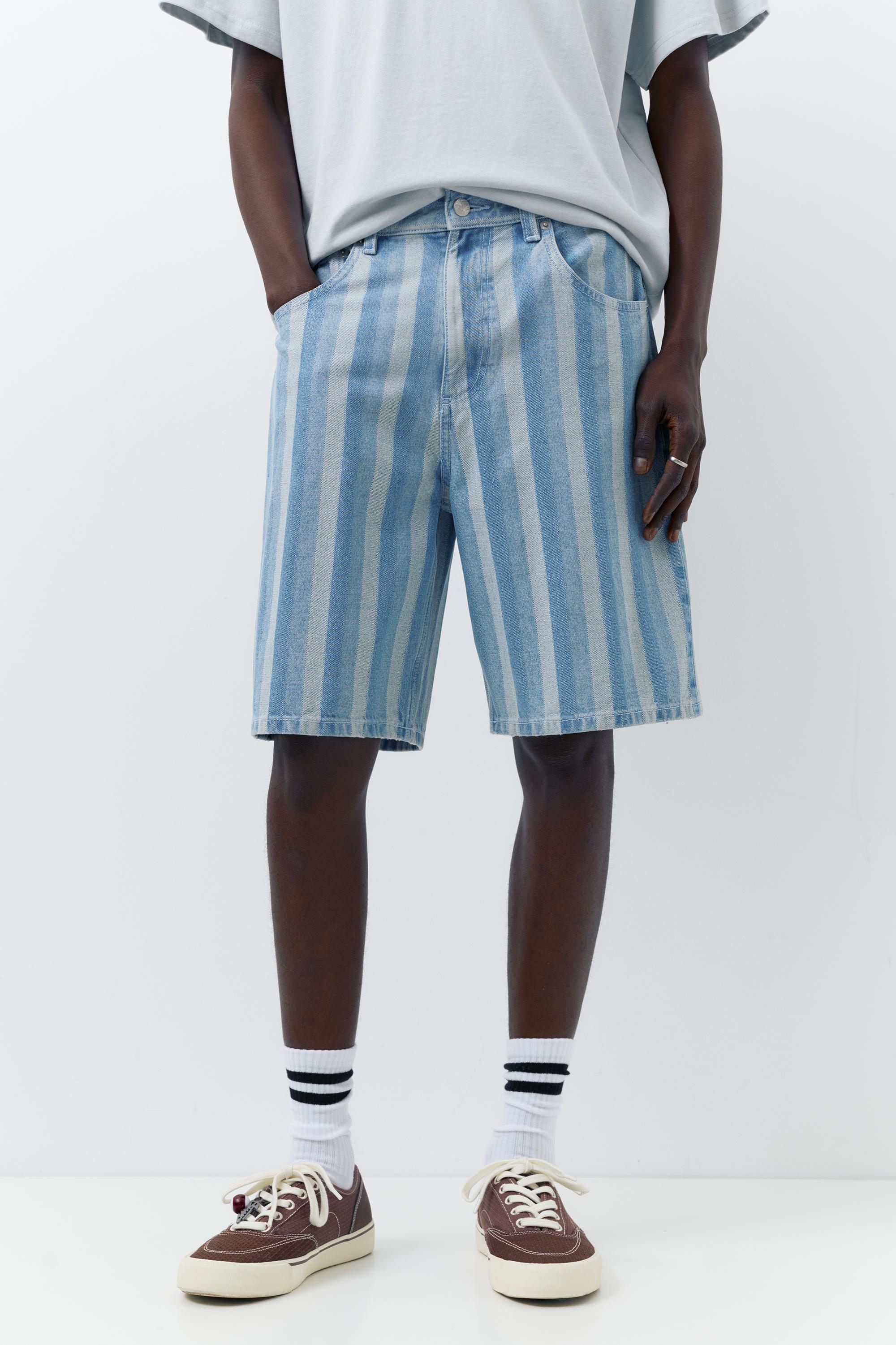 Baggy denim bermuda - Görsel 12