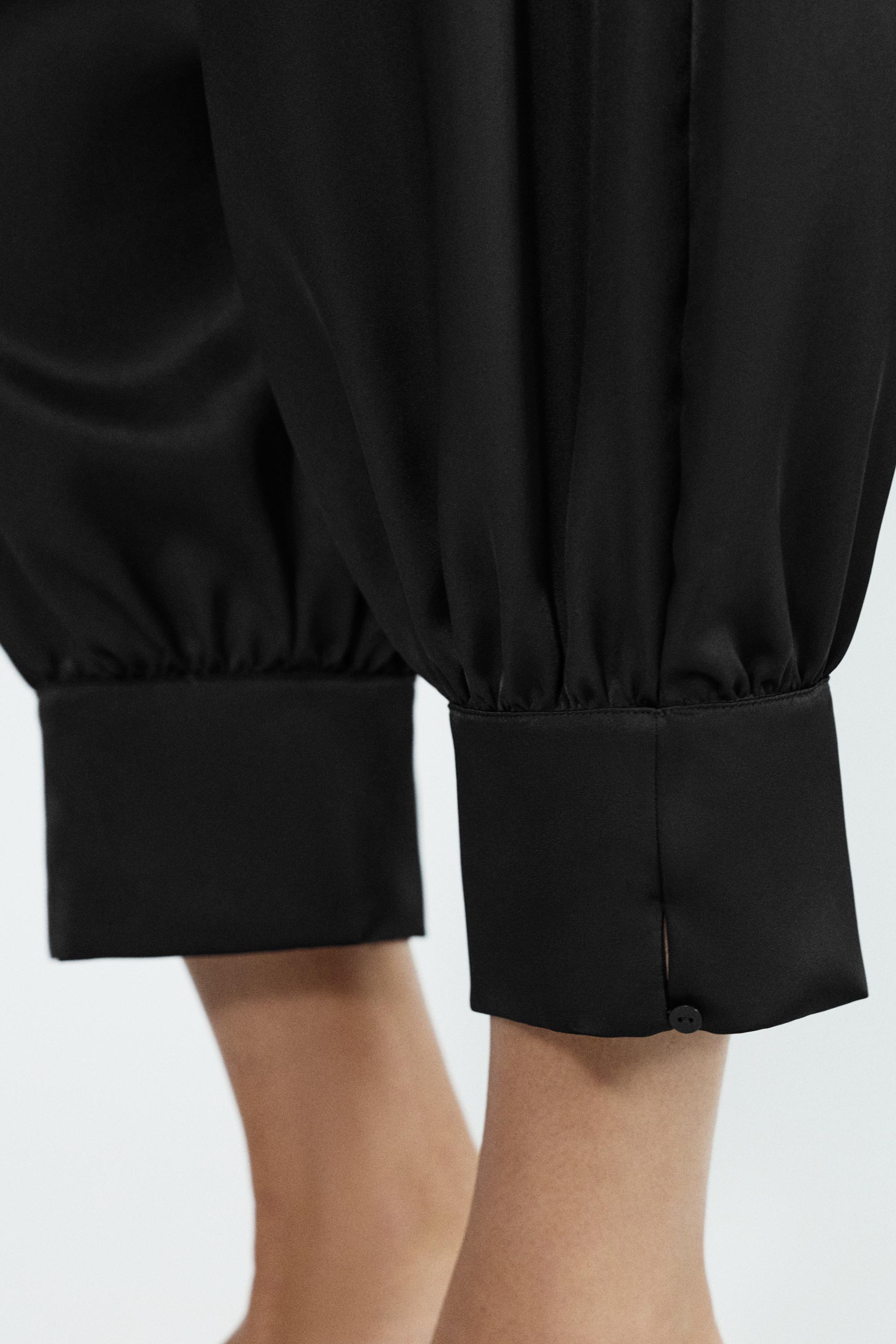 Satin sarouel capris — Black