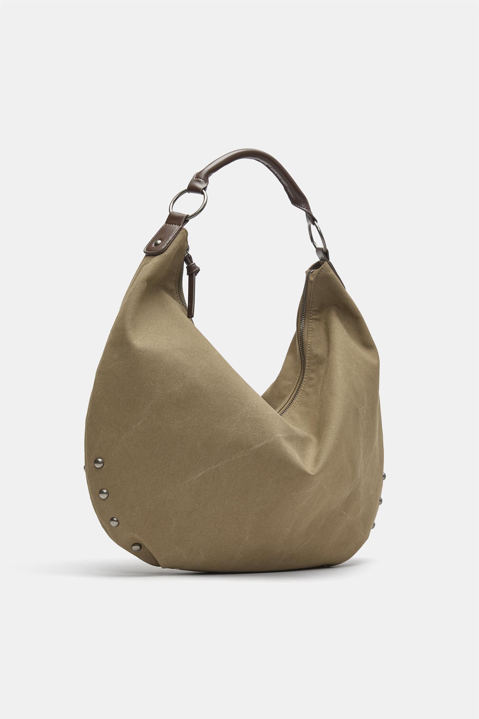Ring stud tote bag — Beige
