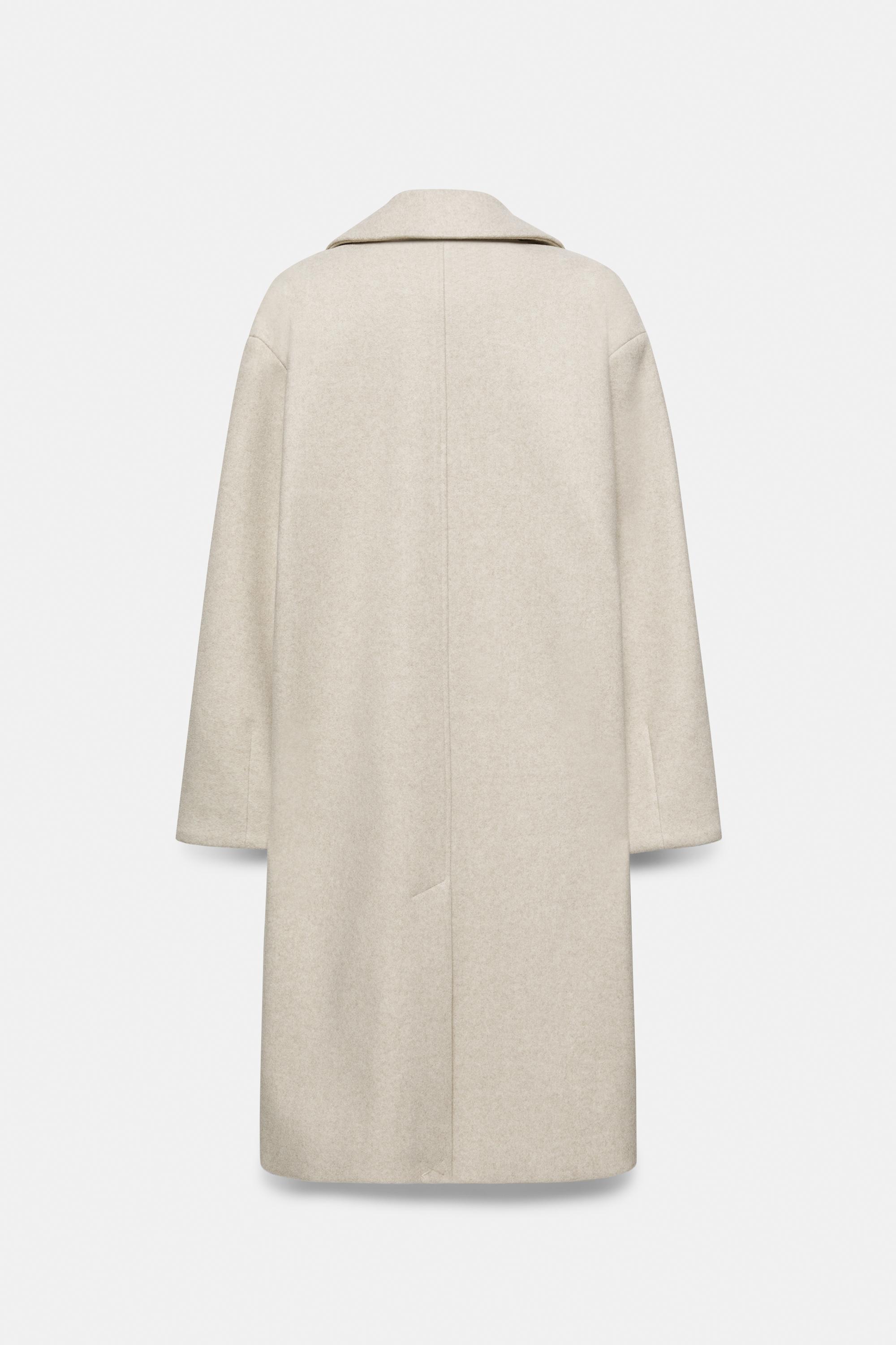 Double-breasted felt texture coat — Sand