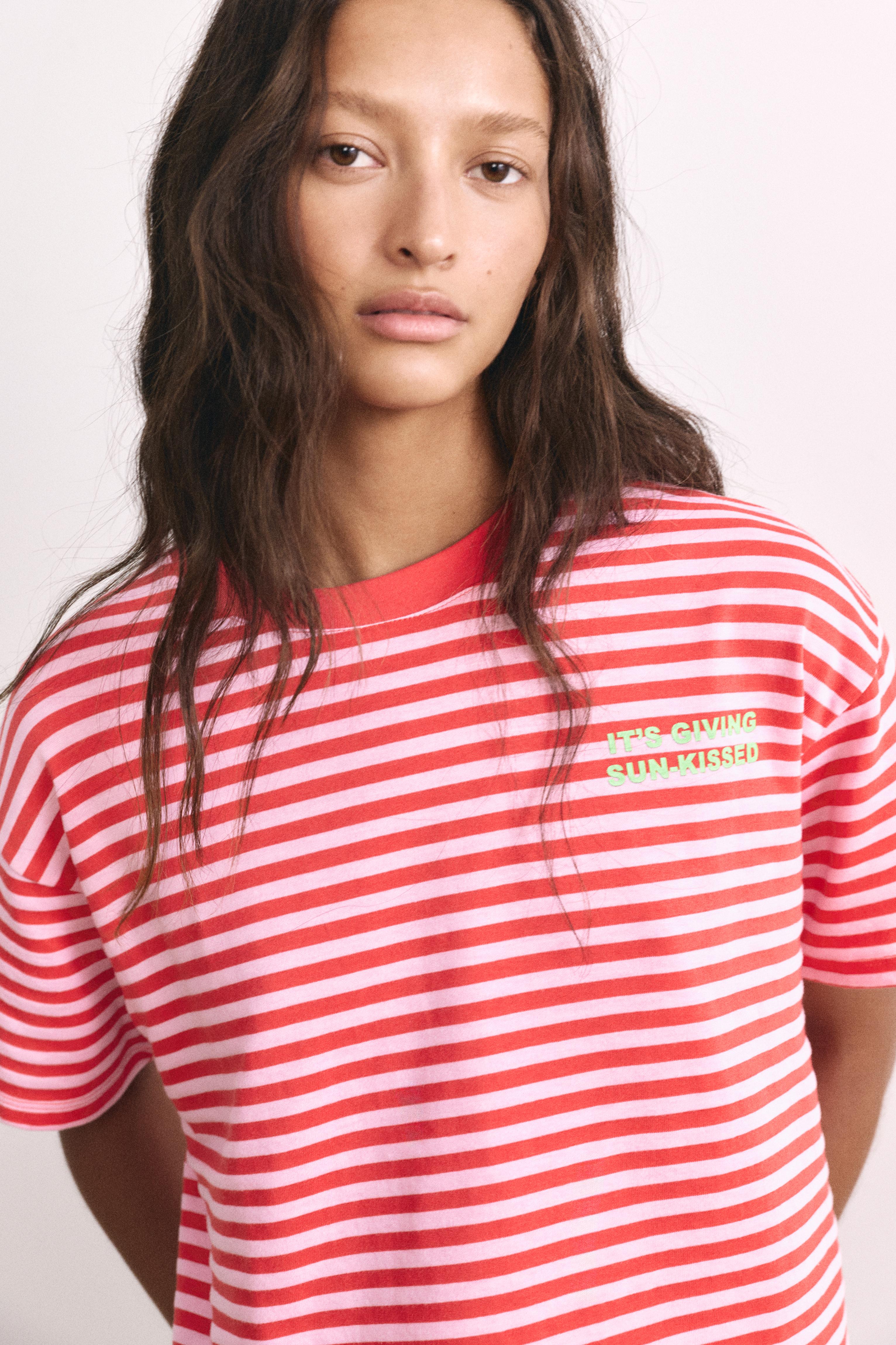 Striped T-shirt with text — 0-964