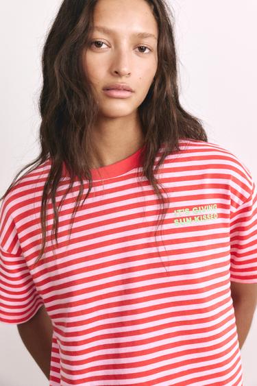 Striped T-shirt with text — 0-964 3