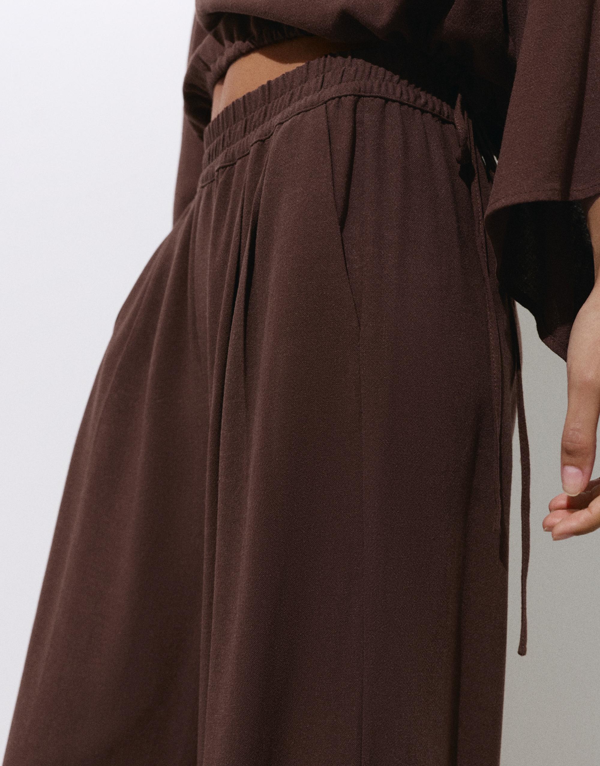 Flowing darted trousers — Brown