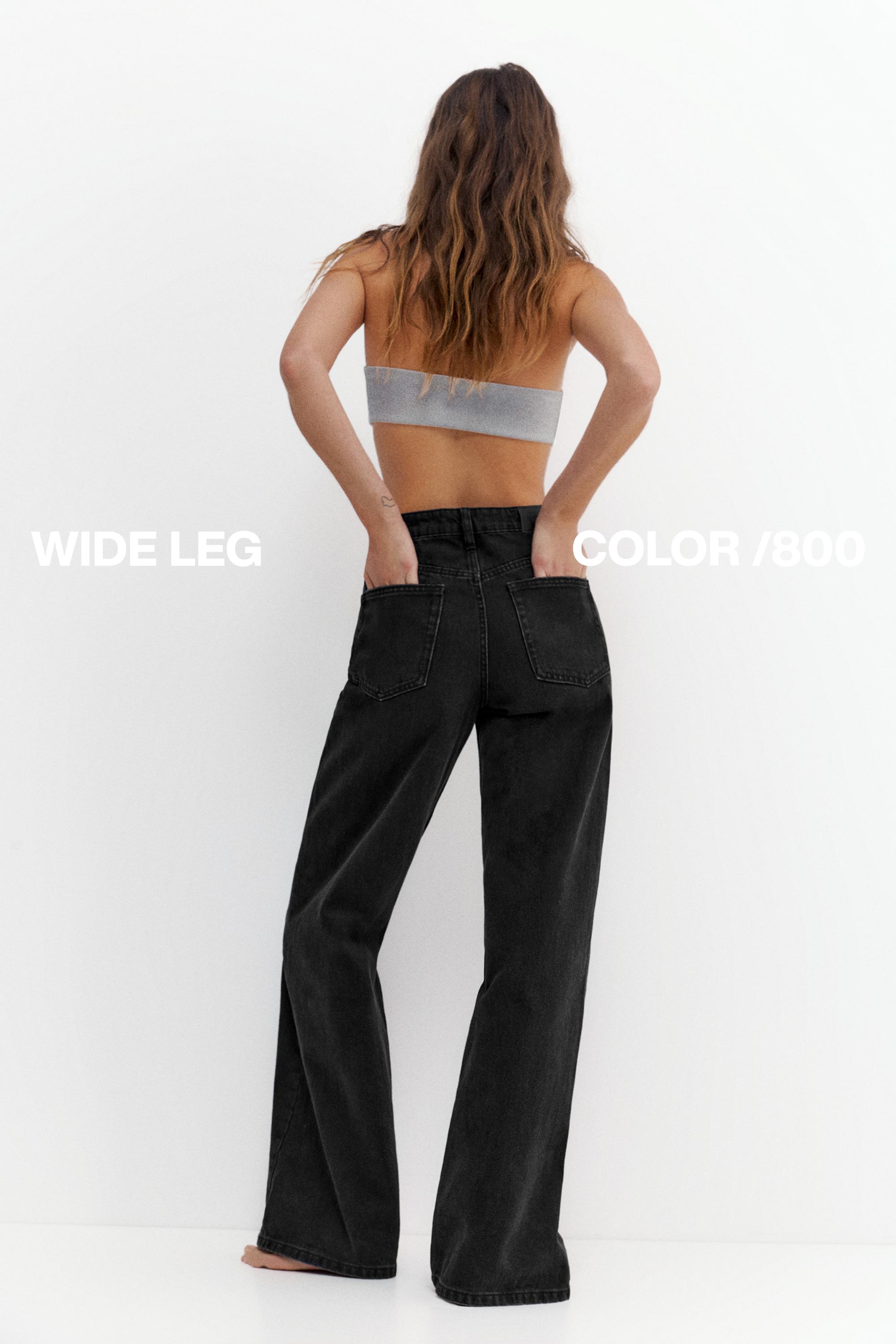 High-waist wide-leg jeans — Black
