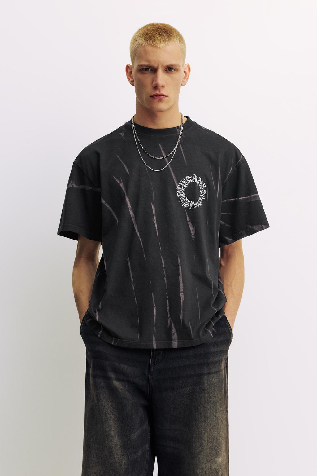 MAGLIETTA CON GRAFICHE EFFETTO SLAVATO - Azzurro Lavato | ZARA Italia