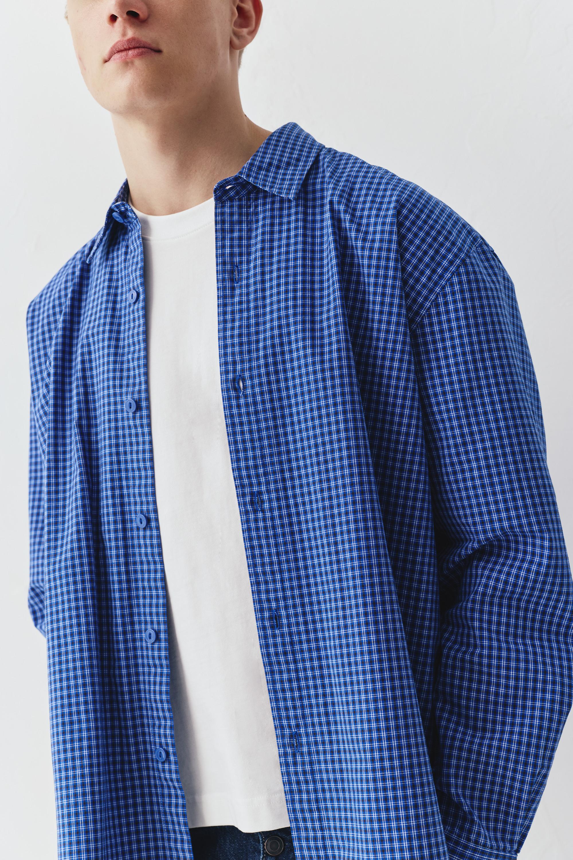 Long sleeve check shirt — Blue