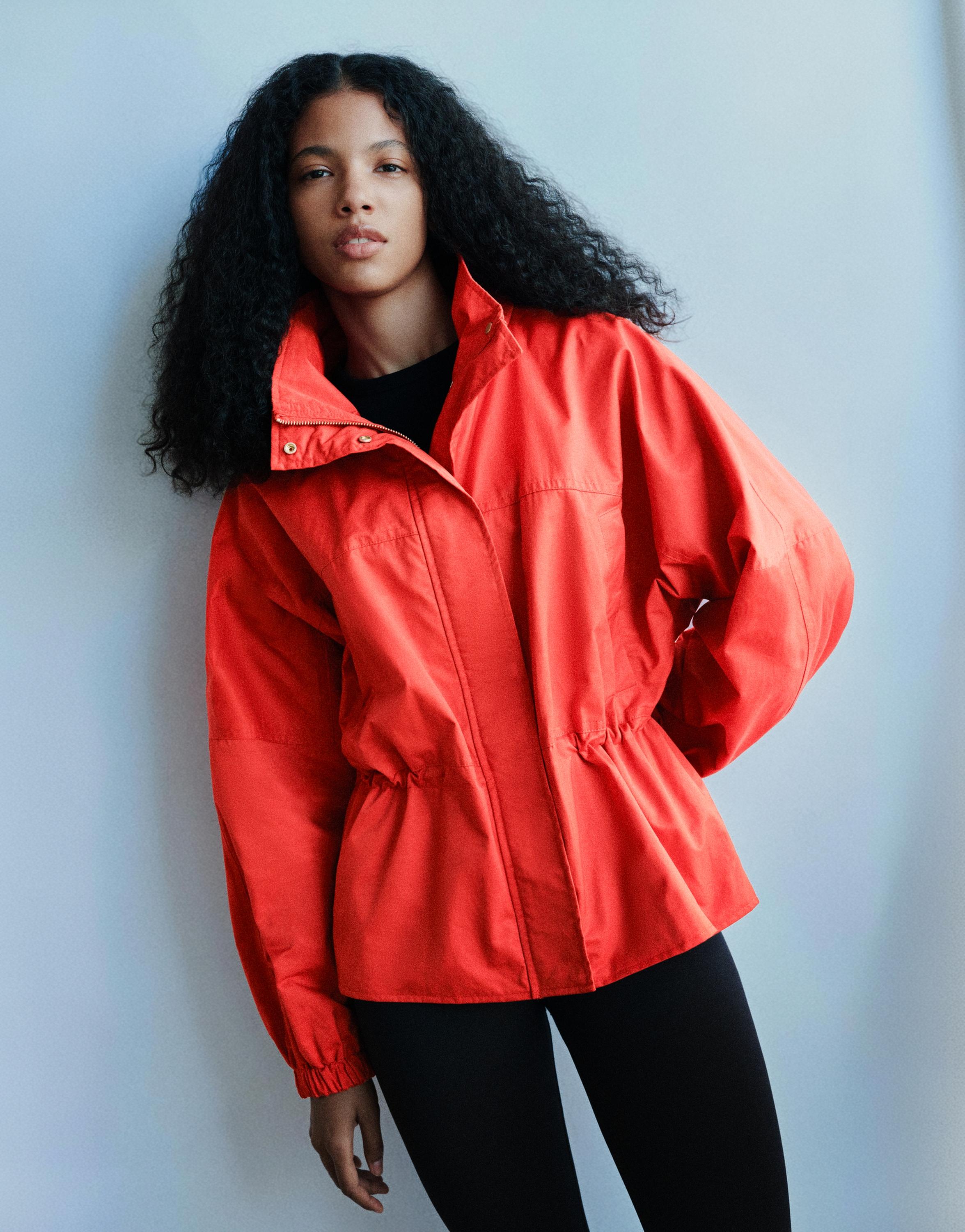 Drawstring waist jacket — Red