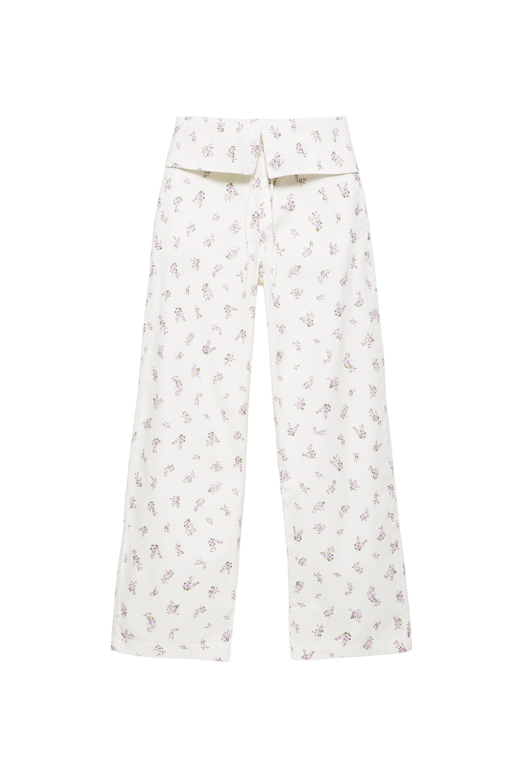 Çiçekli bel detaylı pantolon - Görsel 9