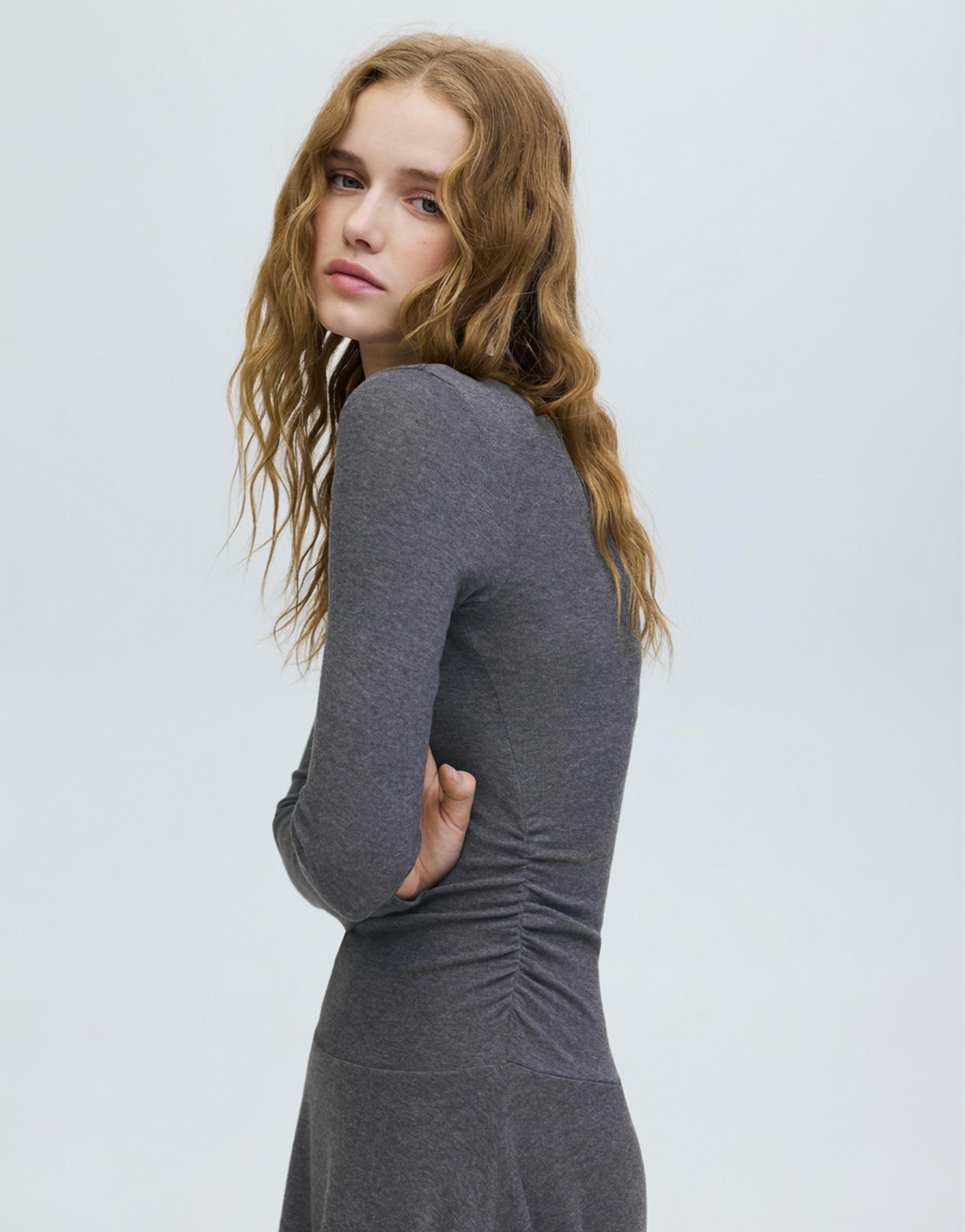 Soft touch short dress — Anthracite grey