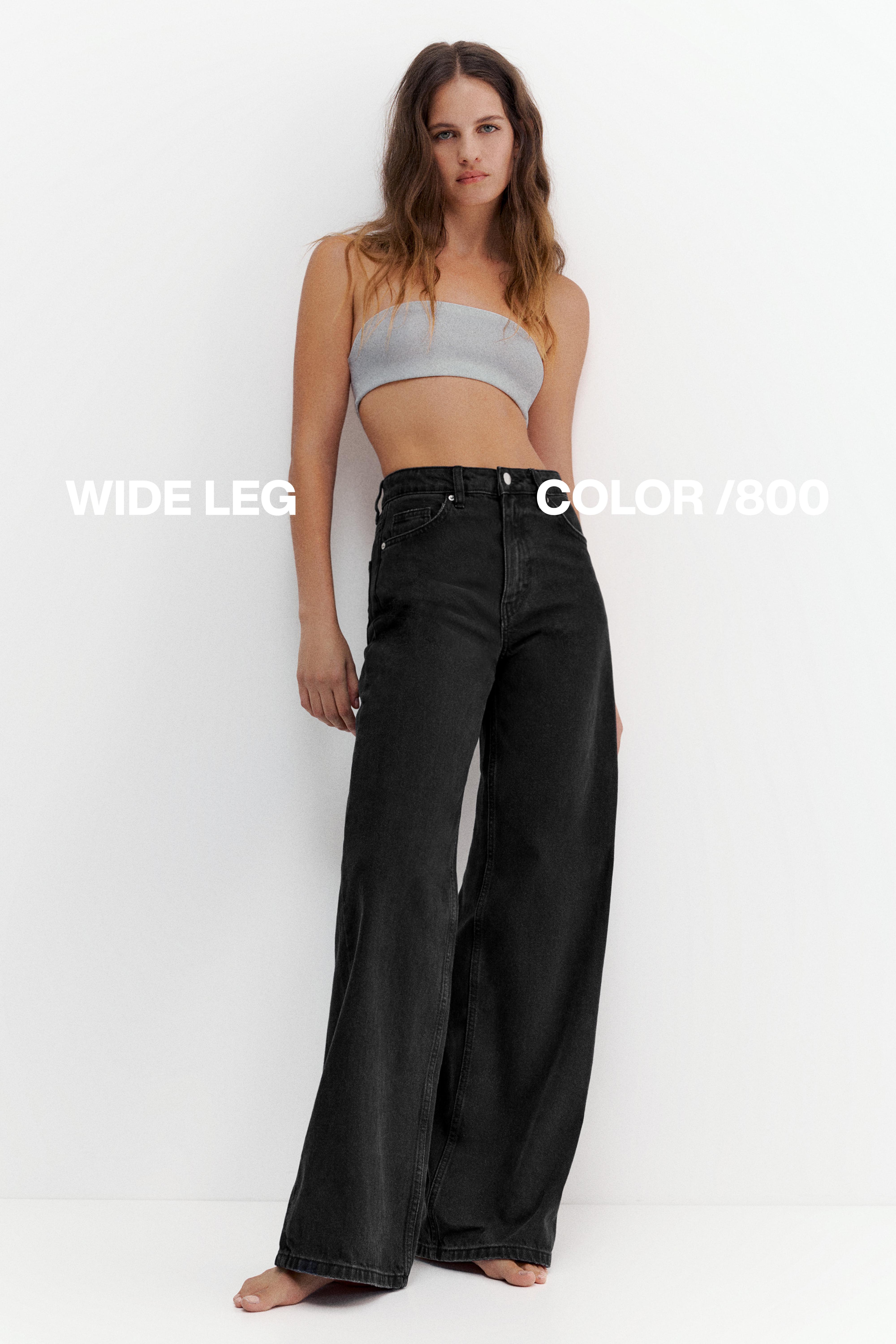 High-waist wide-leg jeans — Black