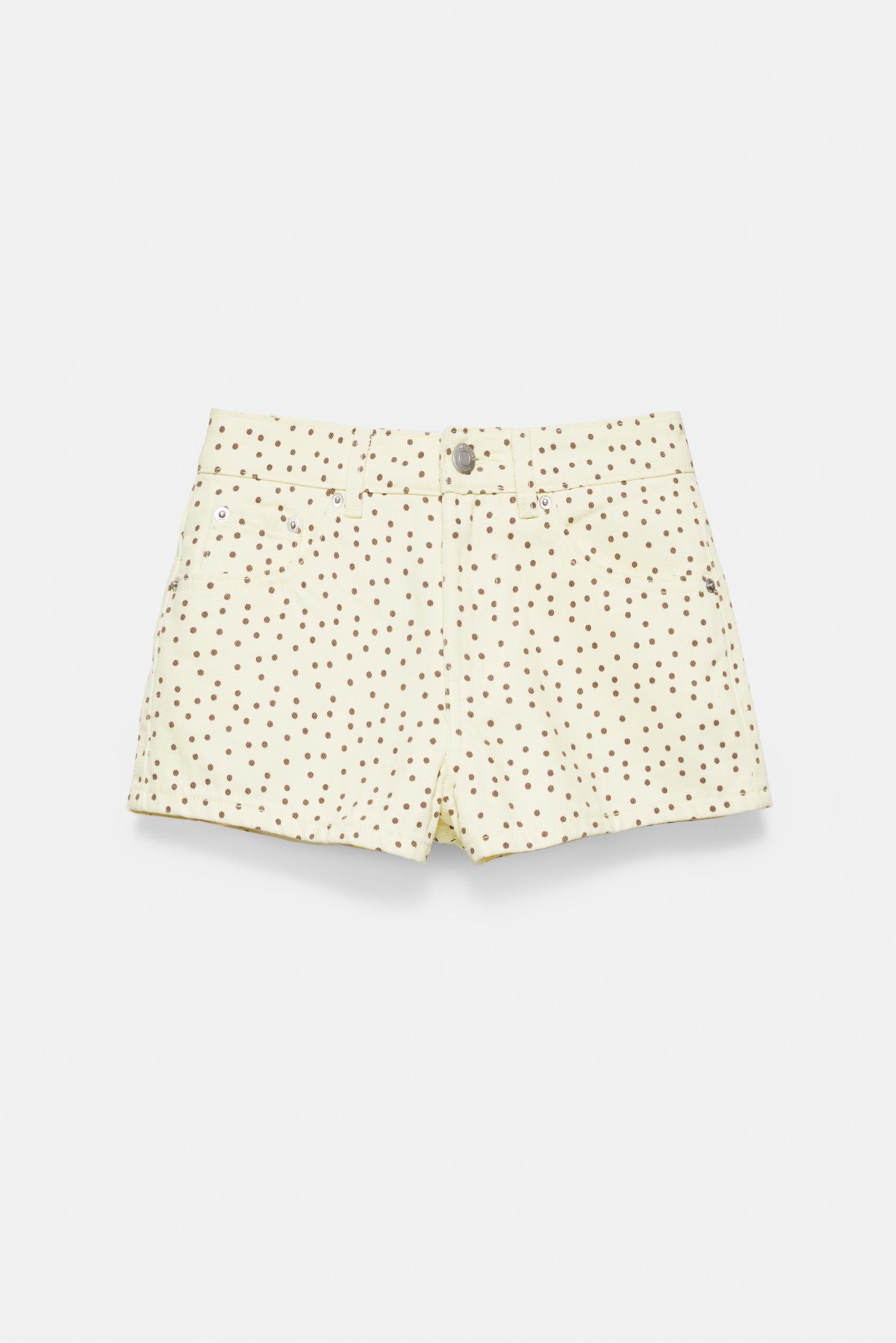 Mini polka dot shorts — Pale yellow