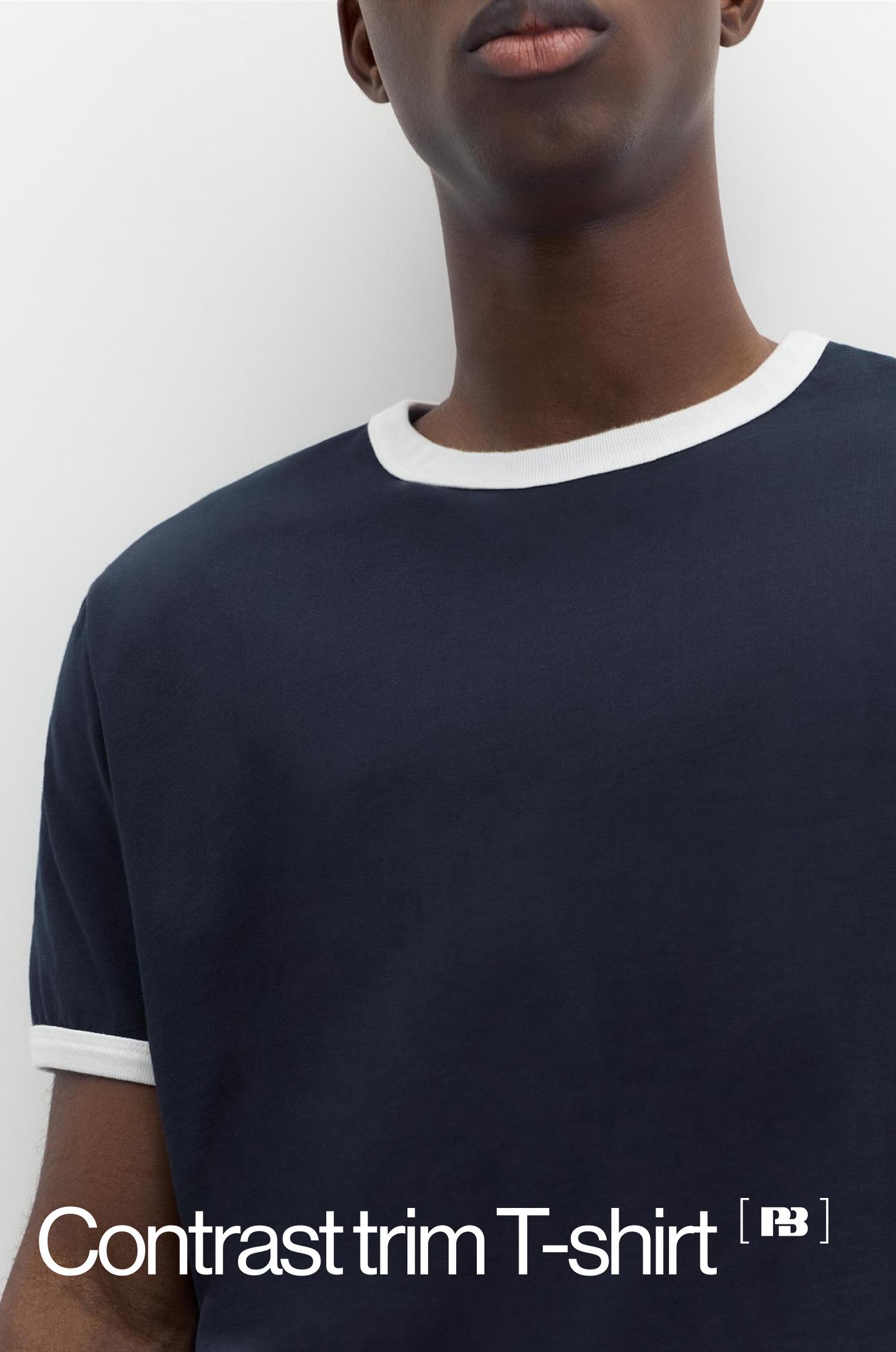 Contrast trim T-shirt — Navy