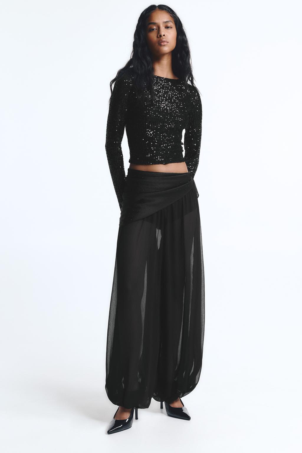 Top manga larga lentejuelas PULL&BEAR1