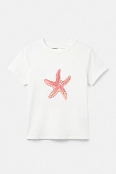 Rhinestone starfish T-shirt — White 6