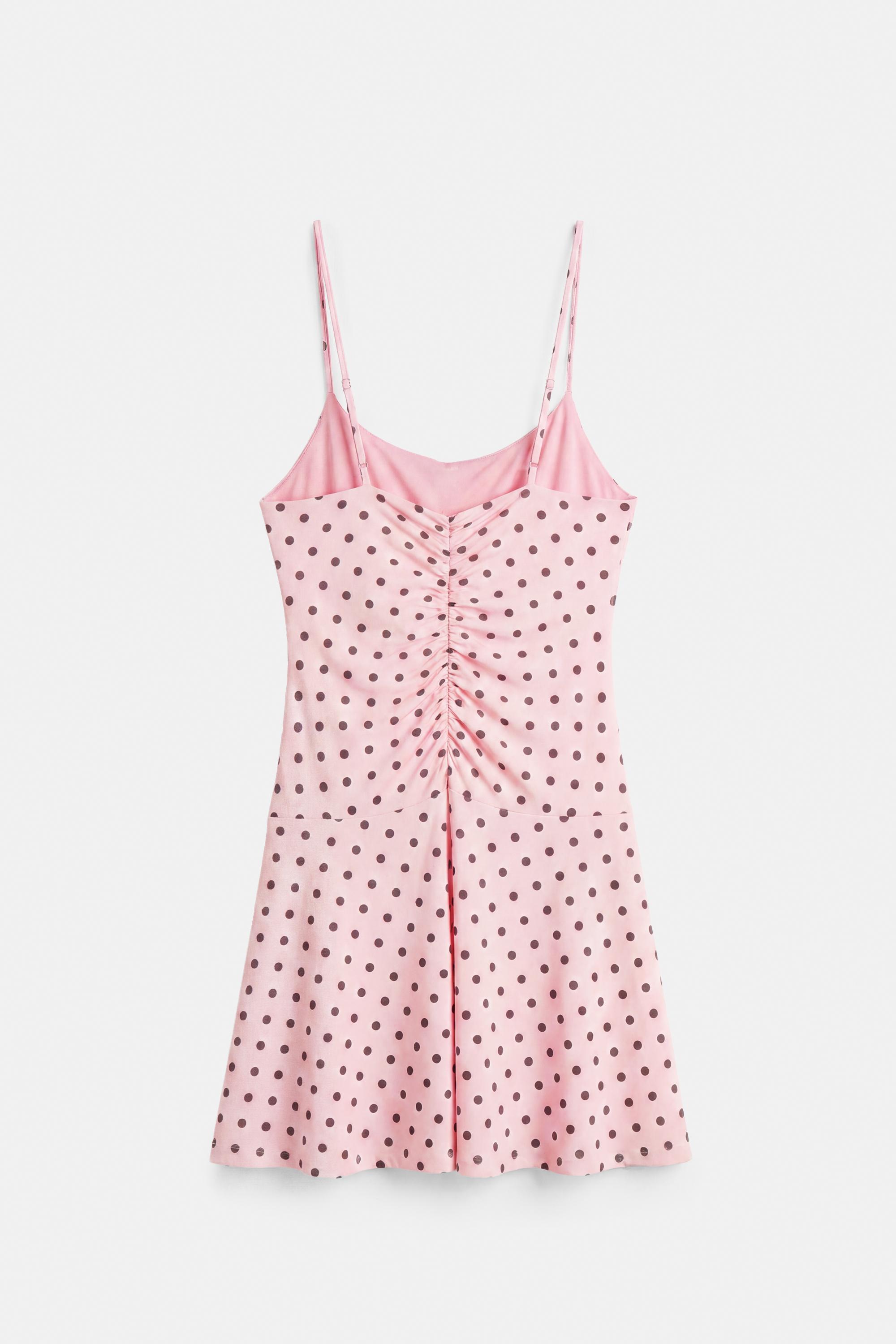 Short strappy gathered dress — Pink