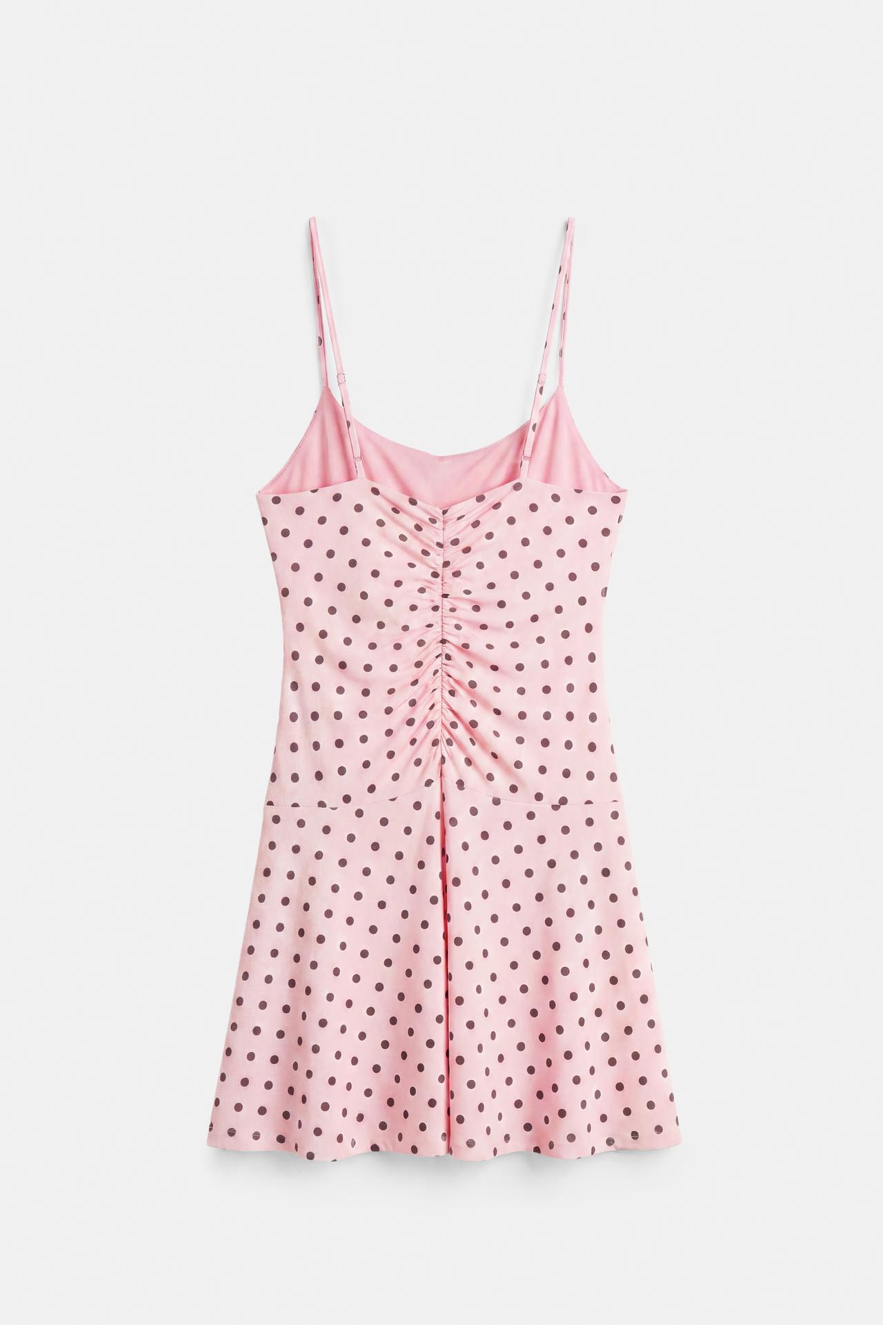 Short strappy gathered dress — Pink