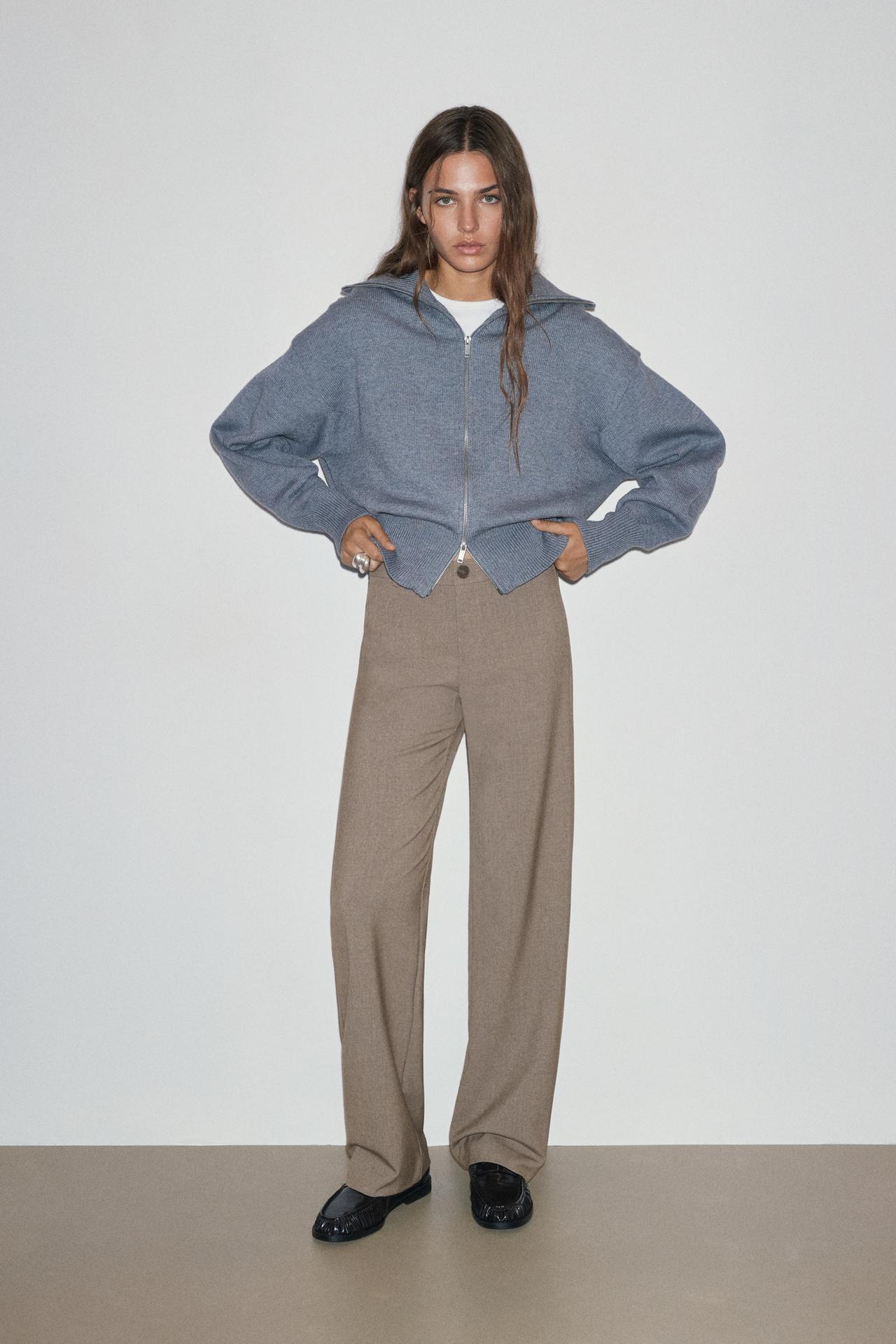 Slim fit straight smart trousers — Mole brown
