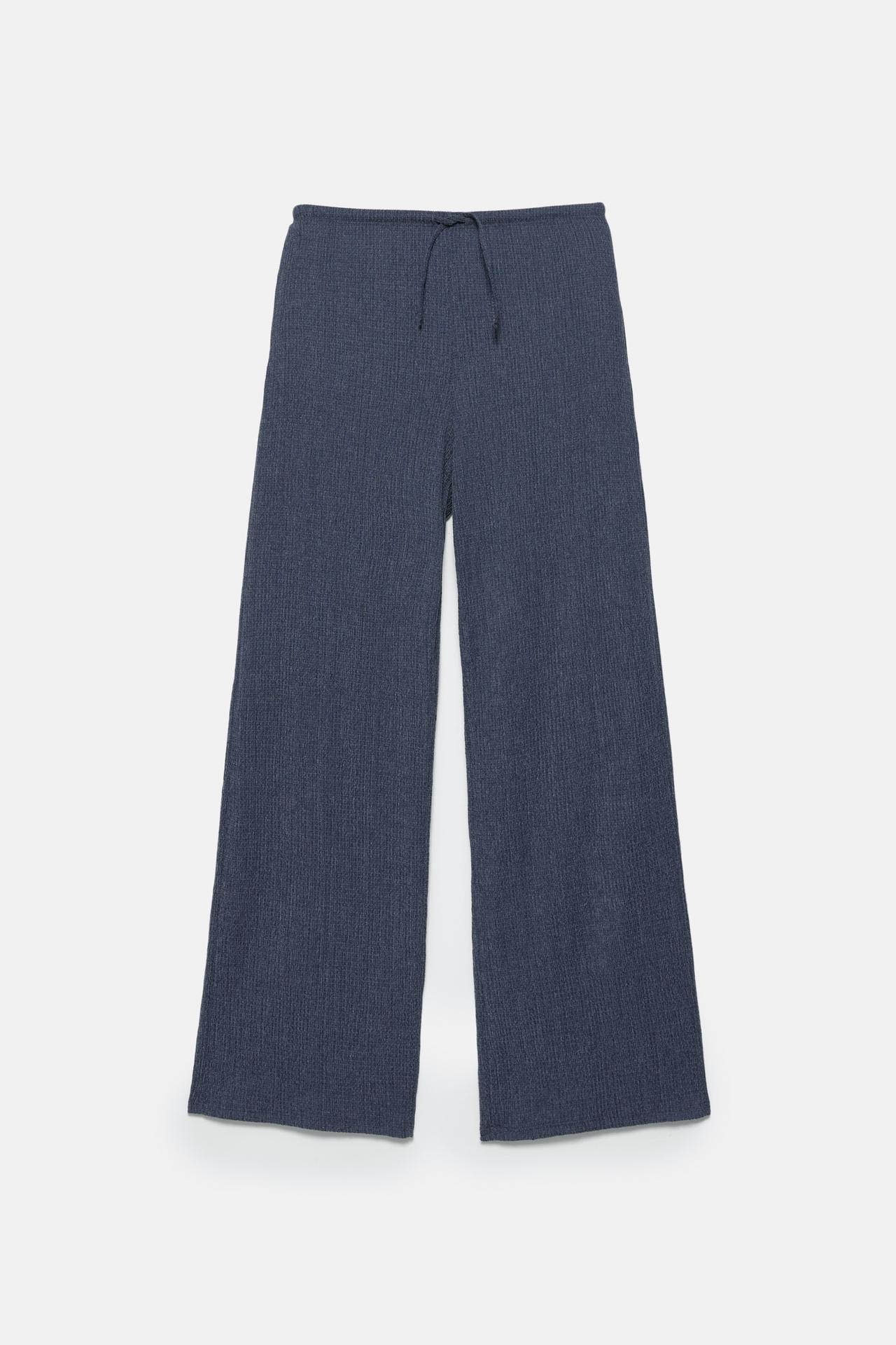 Wide-leg crepe trousers — Navy