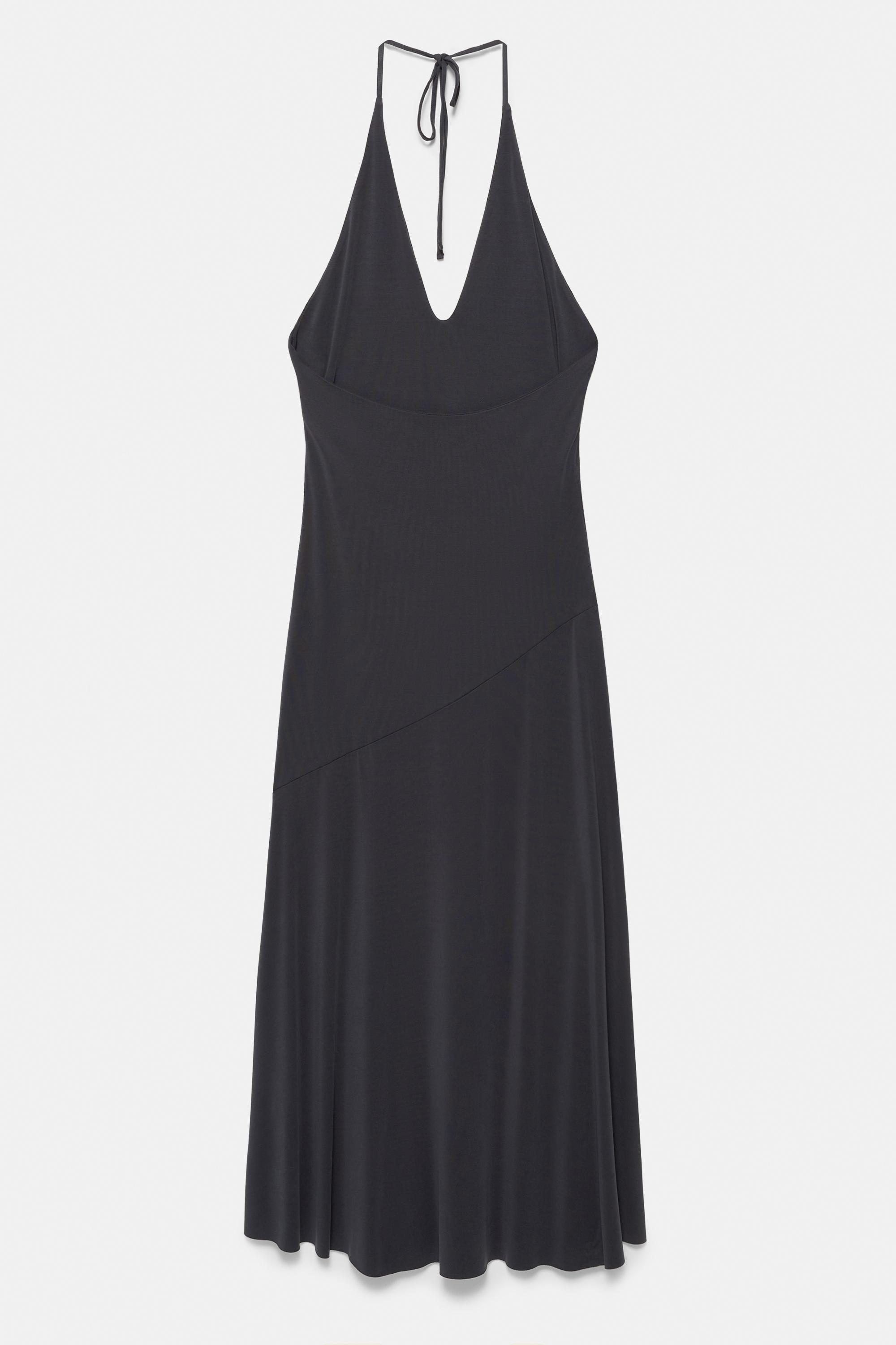 Cupro uzun halter elbise - Görsel 14