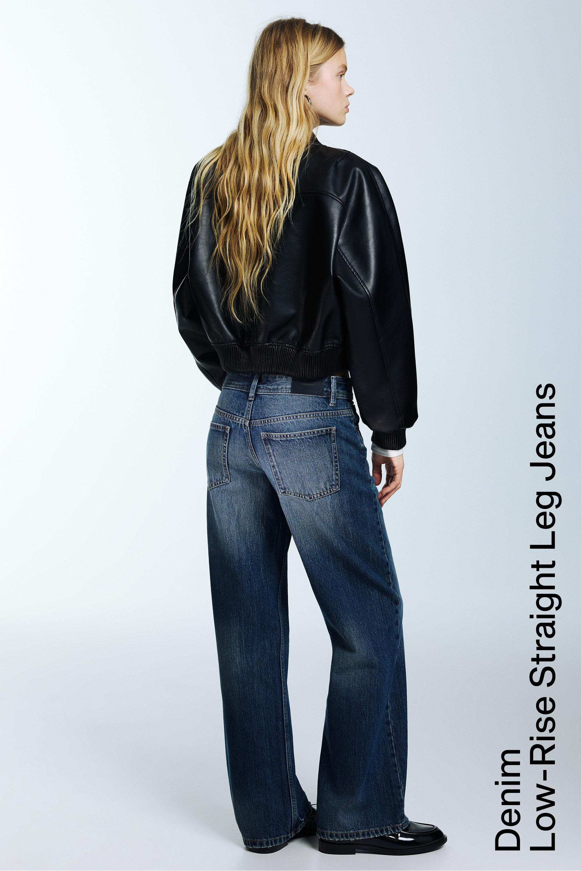 Low-rise straight-leg jeans — Dark blue