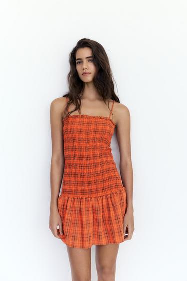 Check smocked dress — Red 2